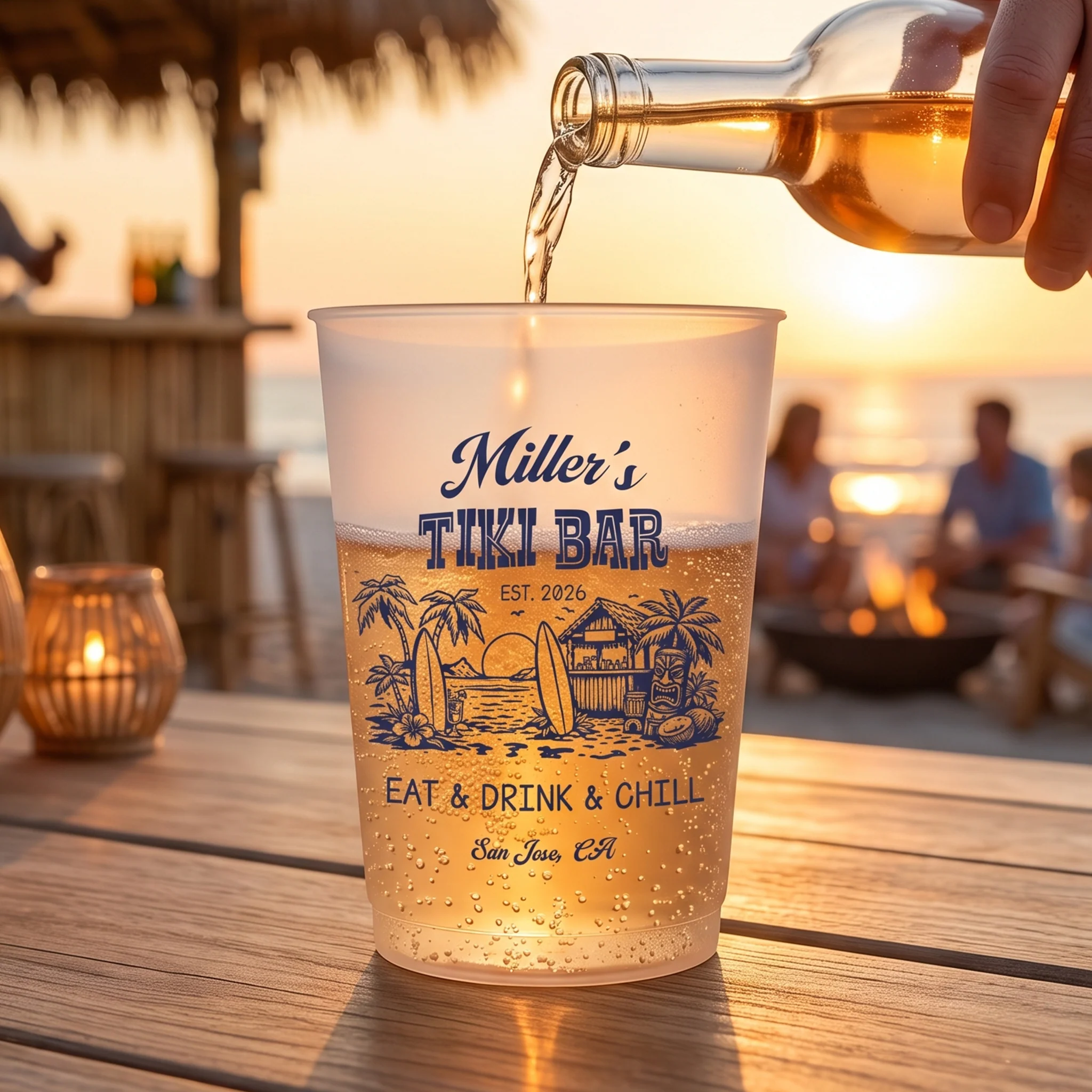 Family & Friends Tiki Bar Beach Summer Party Favors, Summer Vacation - Personalized Cups - Image 5