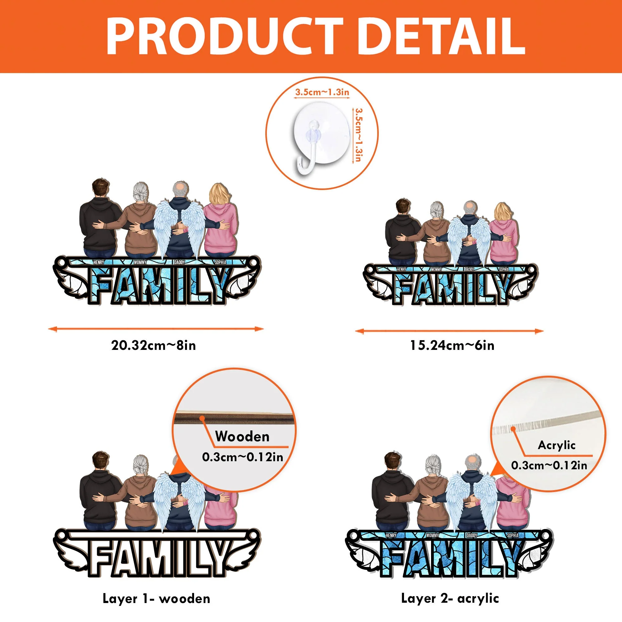 Family I'm Always With You - Personalized Window Hanging Suncatcher Ornament - Image 5