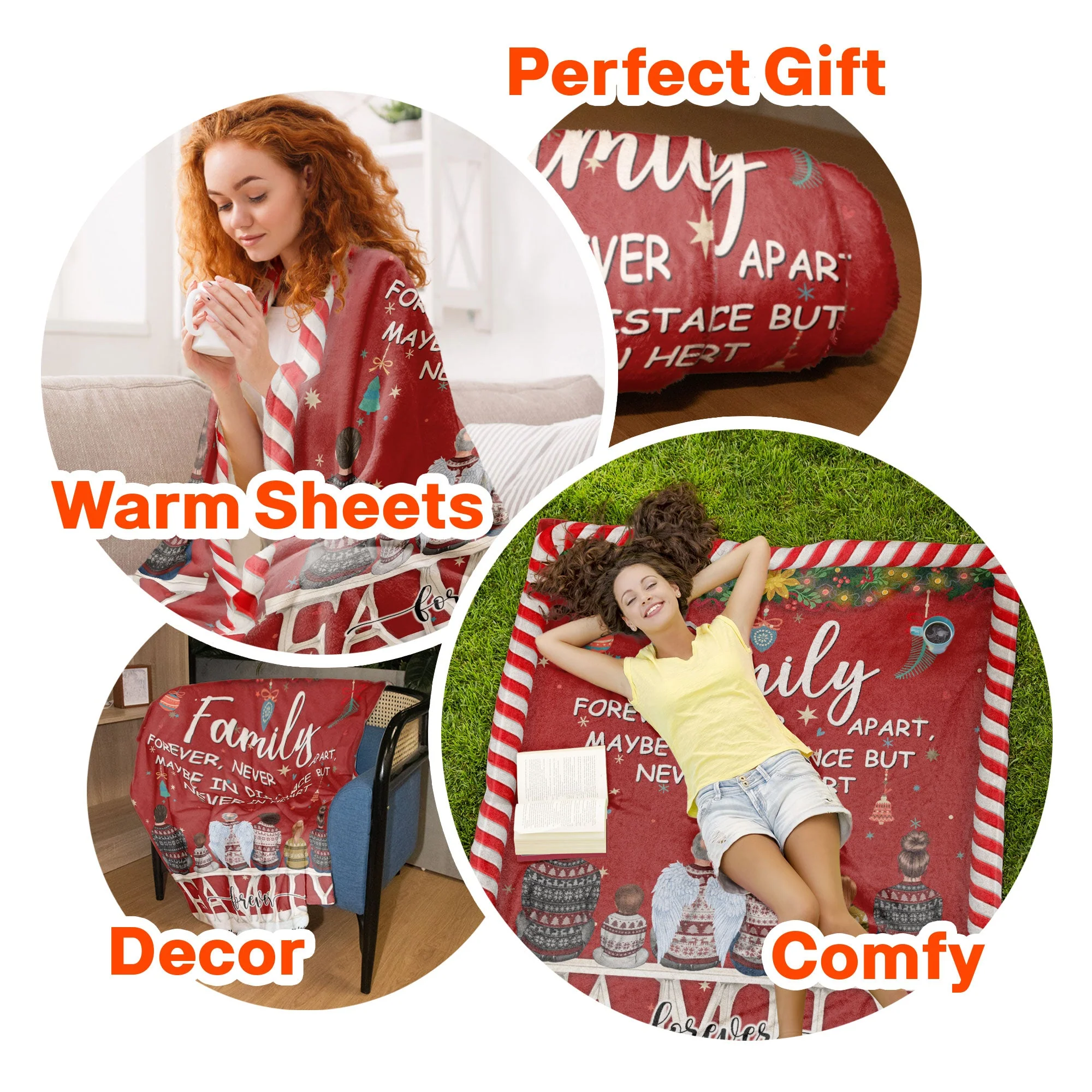 Family Is Never Apart In Heart - Personalized Blanket - Image 6