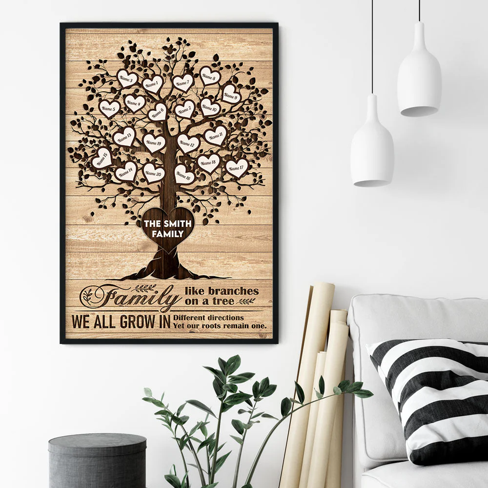 Family Like Branches On A Tree - Personalized Poster/Wrapped Canvas - Christmas Gift For Your Family - Image 2