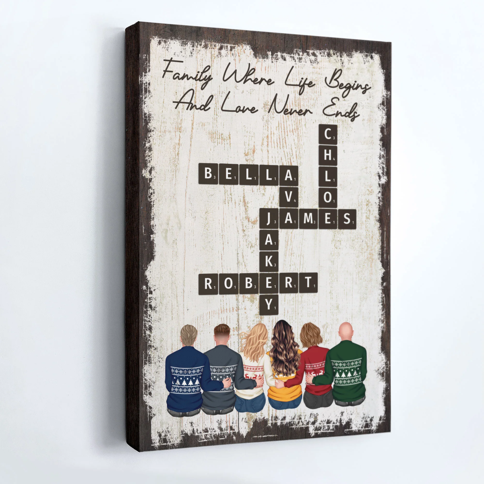 Family Love Never Ends - Personalized Wrapped Canvas - Image 3