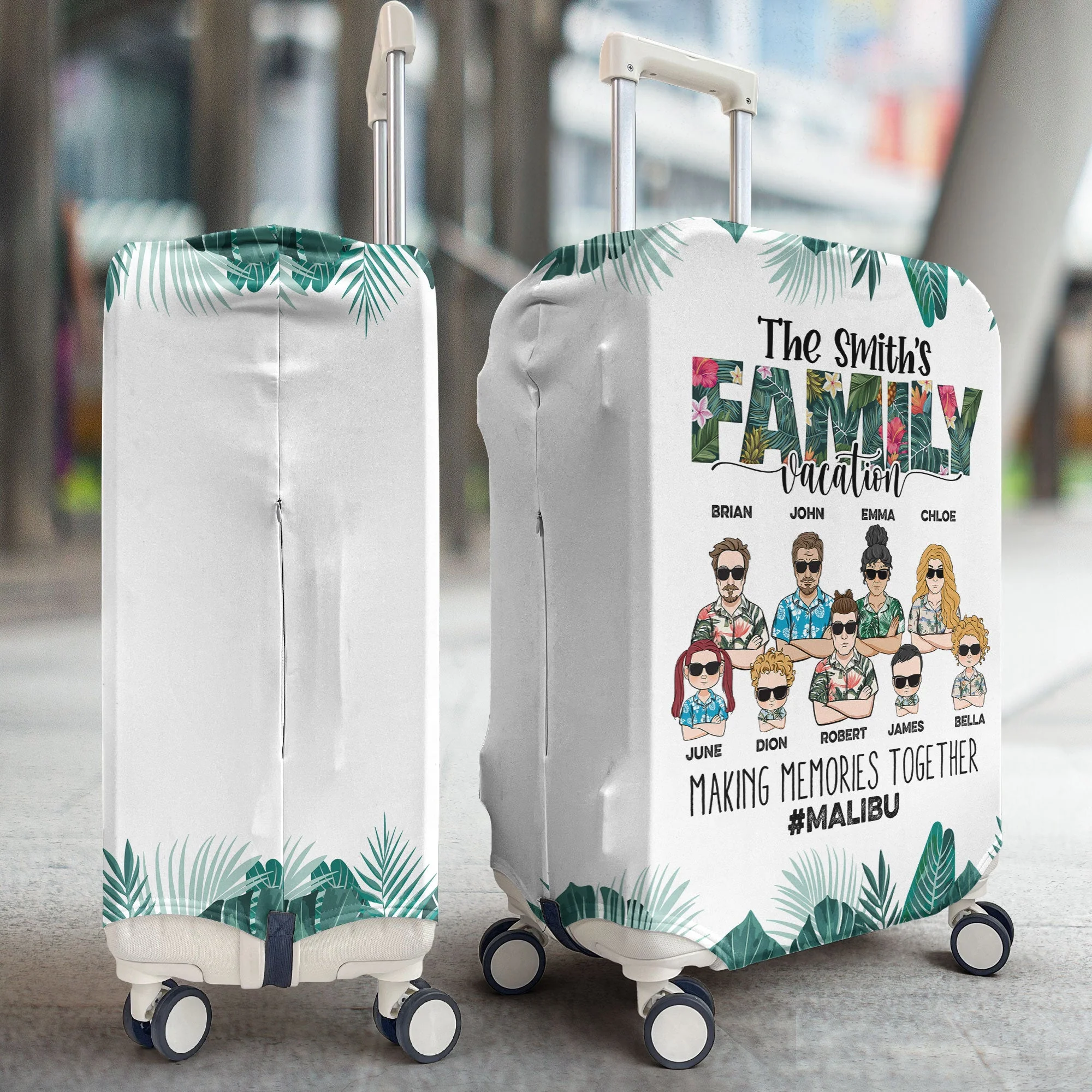 Family Making Memories On Vacation - Personalized Luggage Cover - Image 2