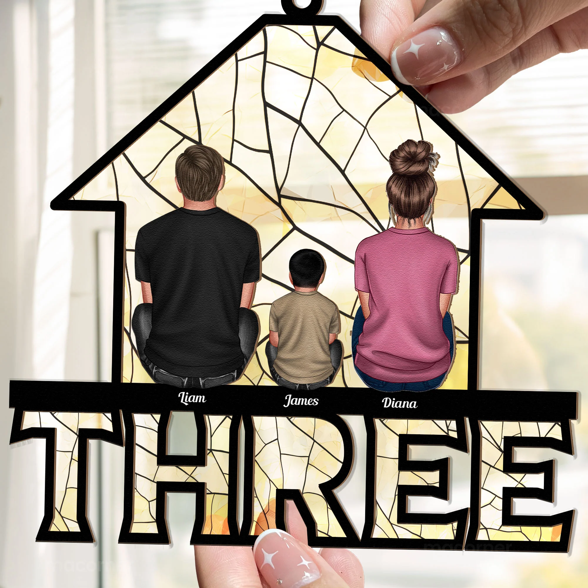 Family Member House - Personalized Window Hanging Suncatcher Ornament - Image 3