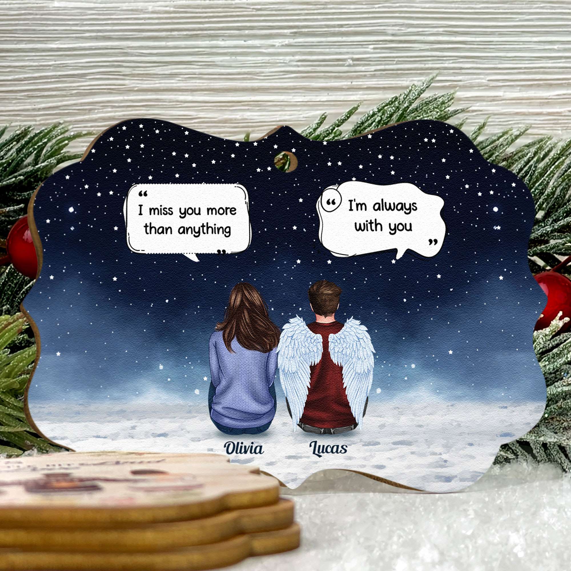 Family Memorial - Personalized Aluminum/Wooden Ornament - Image 6