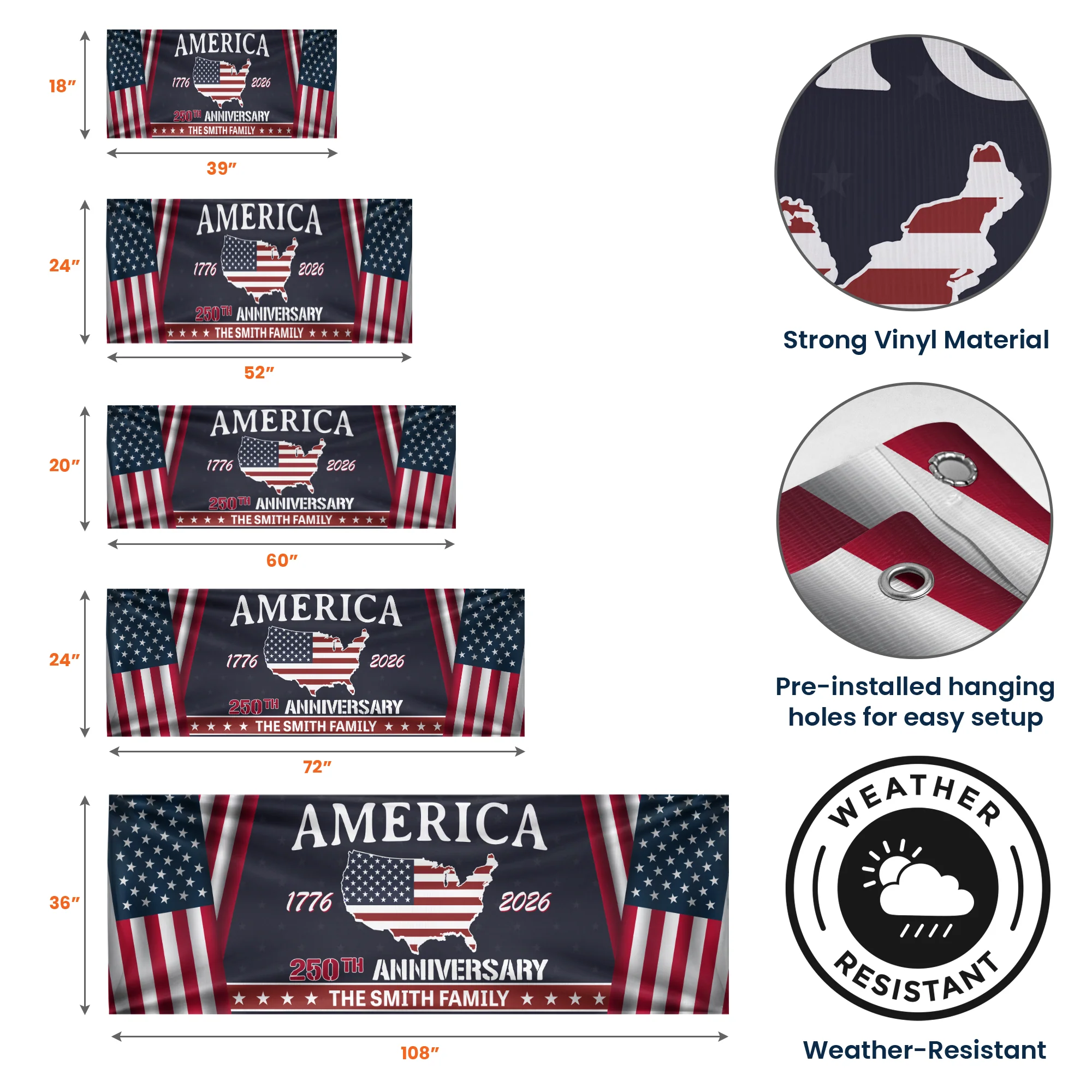 Family Name America 250Th Anniversary - Personalized Banner - Image 5