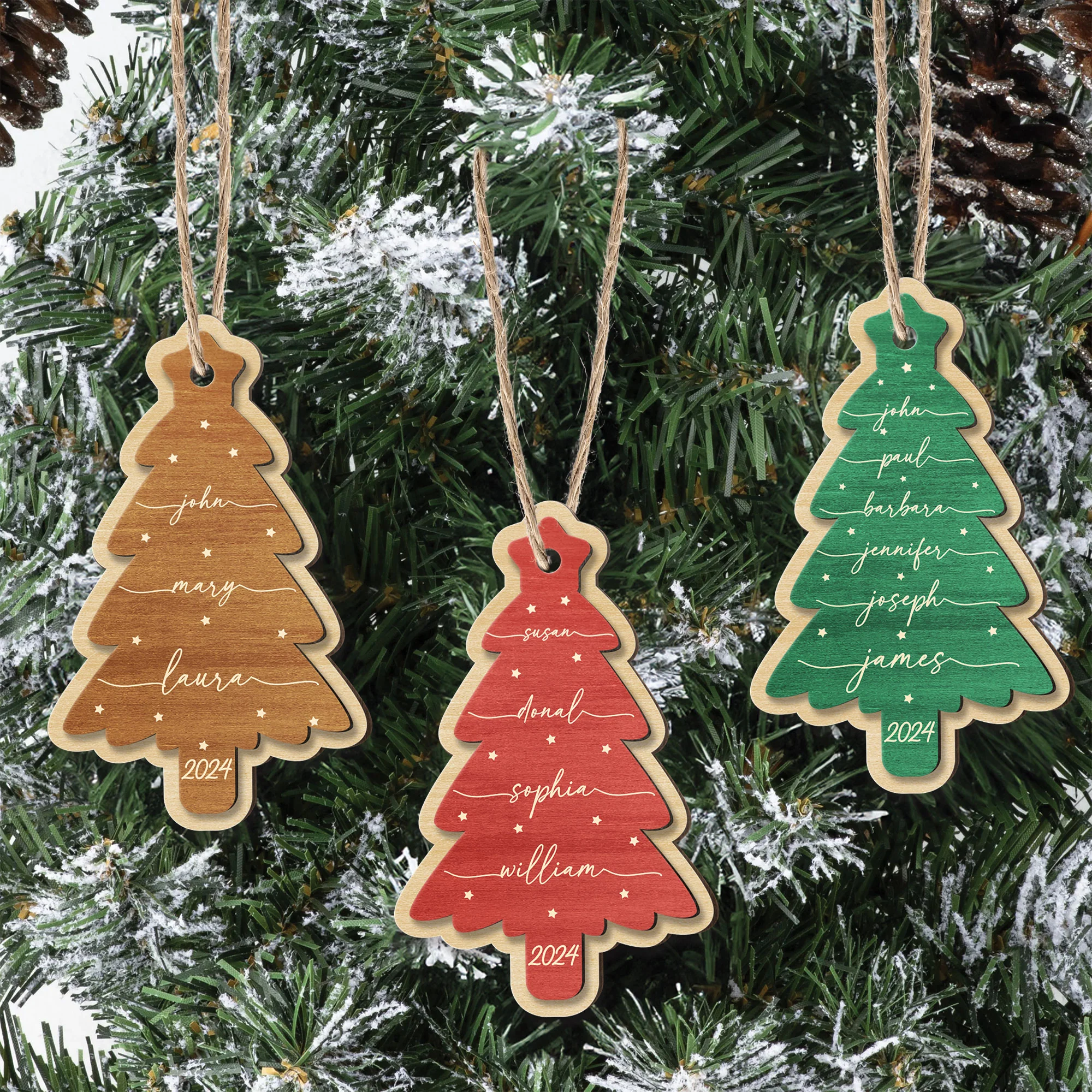 Family Name Christmas Tree - Personalized Wooden Ornament - Image 3