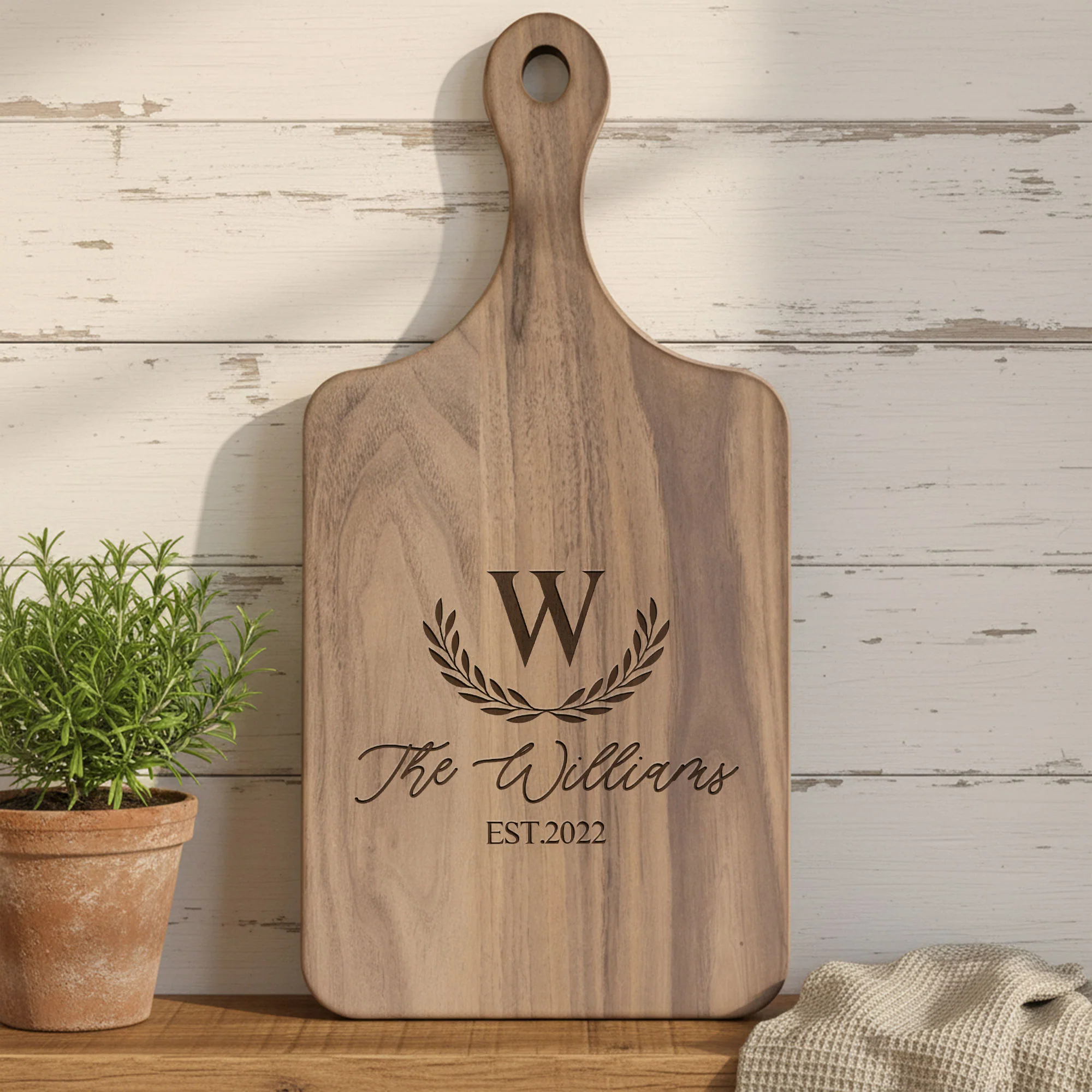 Family Name - Housewarming Gift - Personalized Paddle Cutting Board