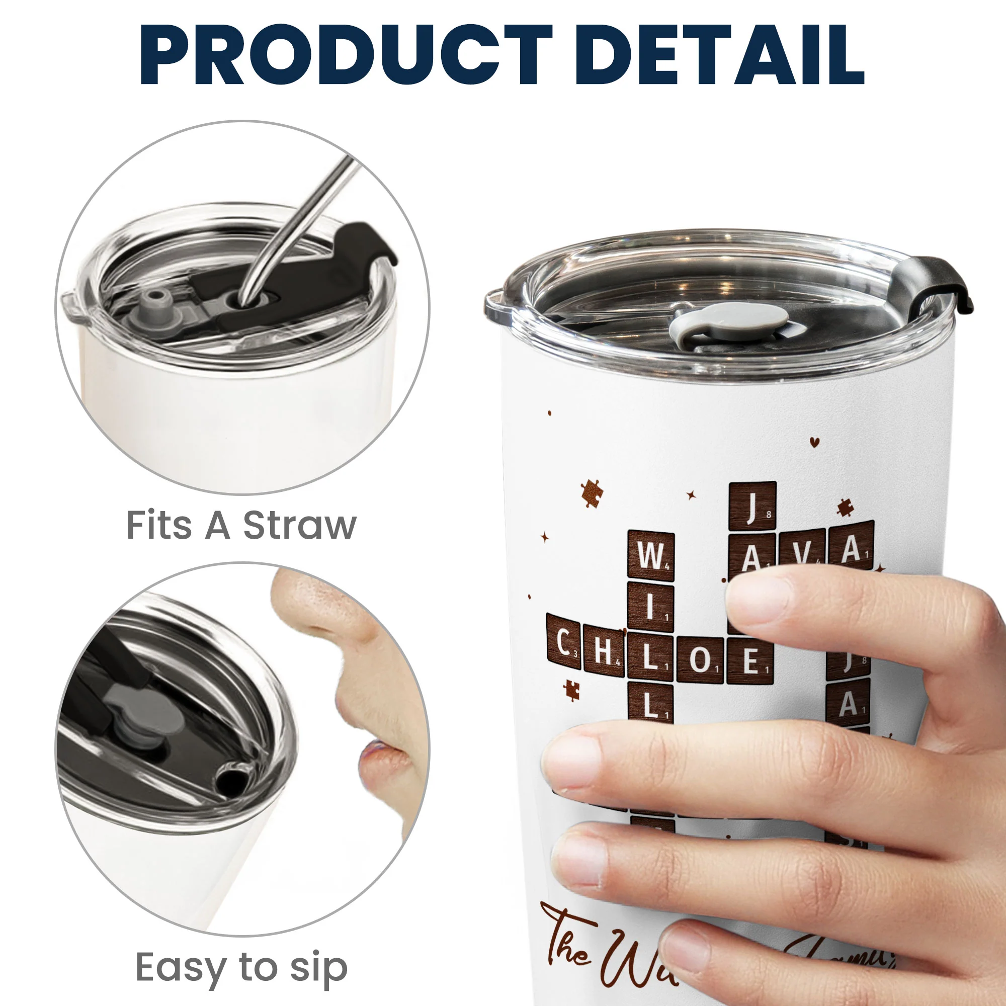 Family Name Scrabble Christmas - Personalized Tumbler Cup - Image 4