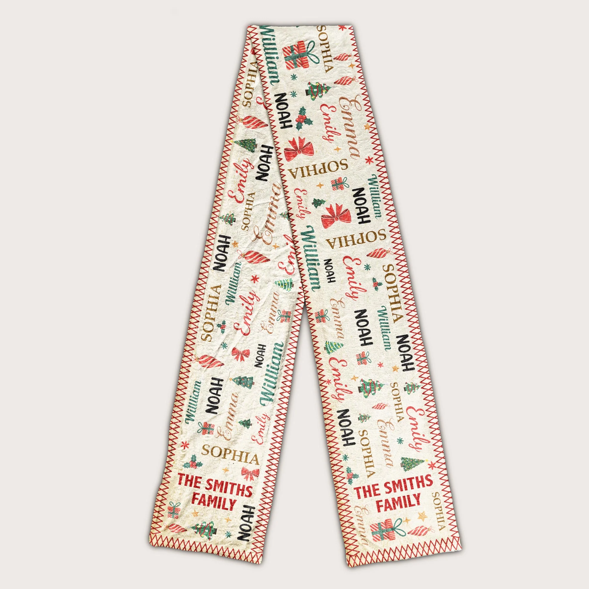 Family Name Word Christmas Theme - Personalized Fleece Scarf - Image 2