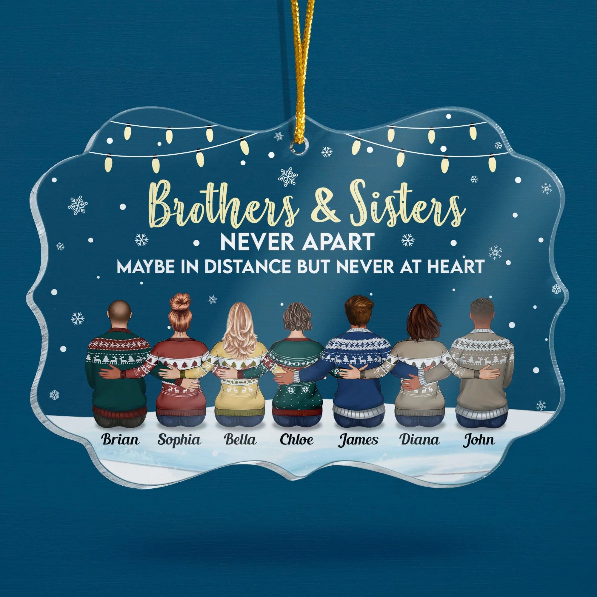 Family Never Apart In Heart - Personalized Siblings Ornament - Image 3