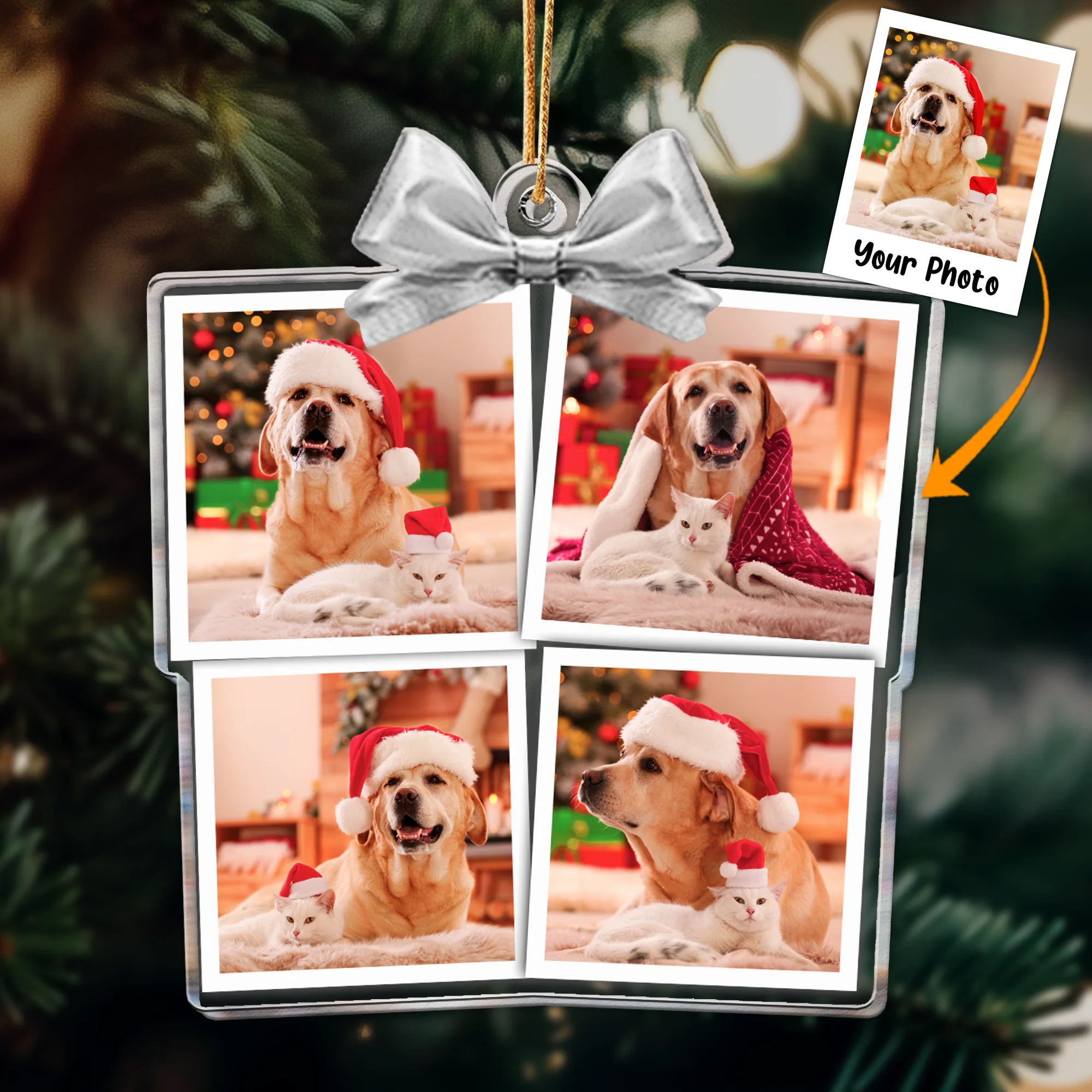 Family Photo Christmas Box Gift - Personalized Acrylic Photo Ornament - Image 4