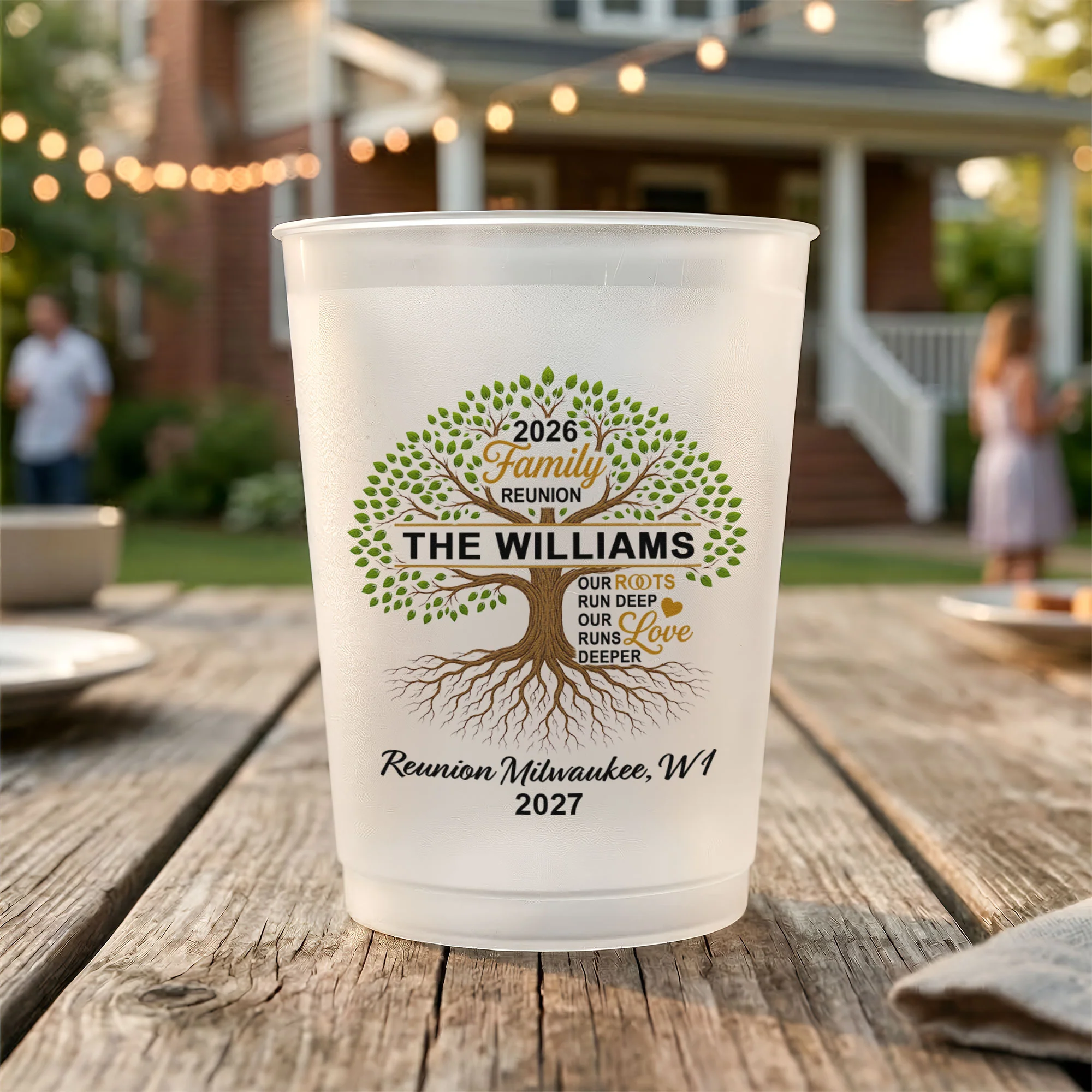 Family Reunion Party Favors, Family Tree, Our Roots Run Deep Our Love Runs Deeper - Personalized Cups - Image 3