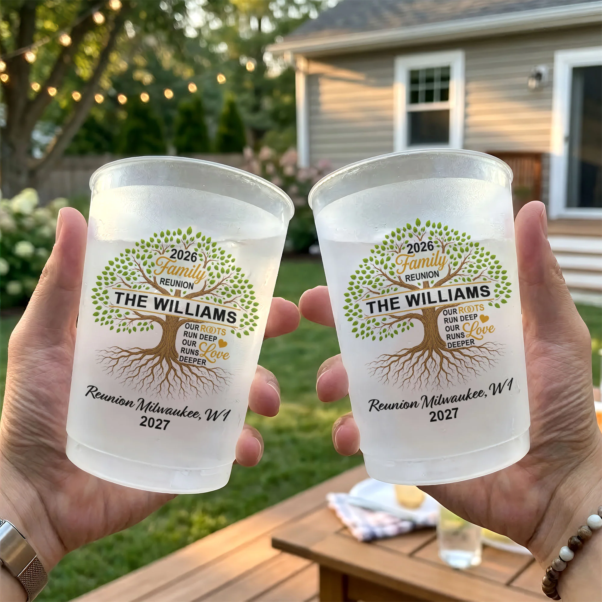 Family Reunion Party Favors, Family Tree, Our Roots Run Deep Our Love Runs Deeper - Personalized Cups - Image 4