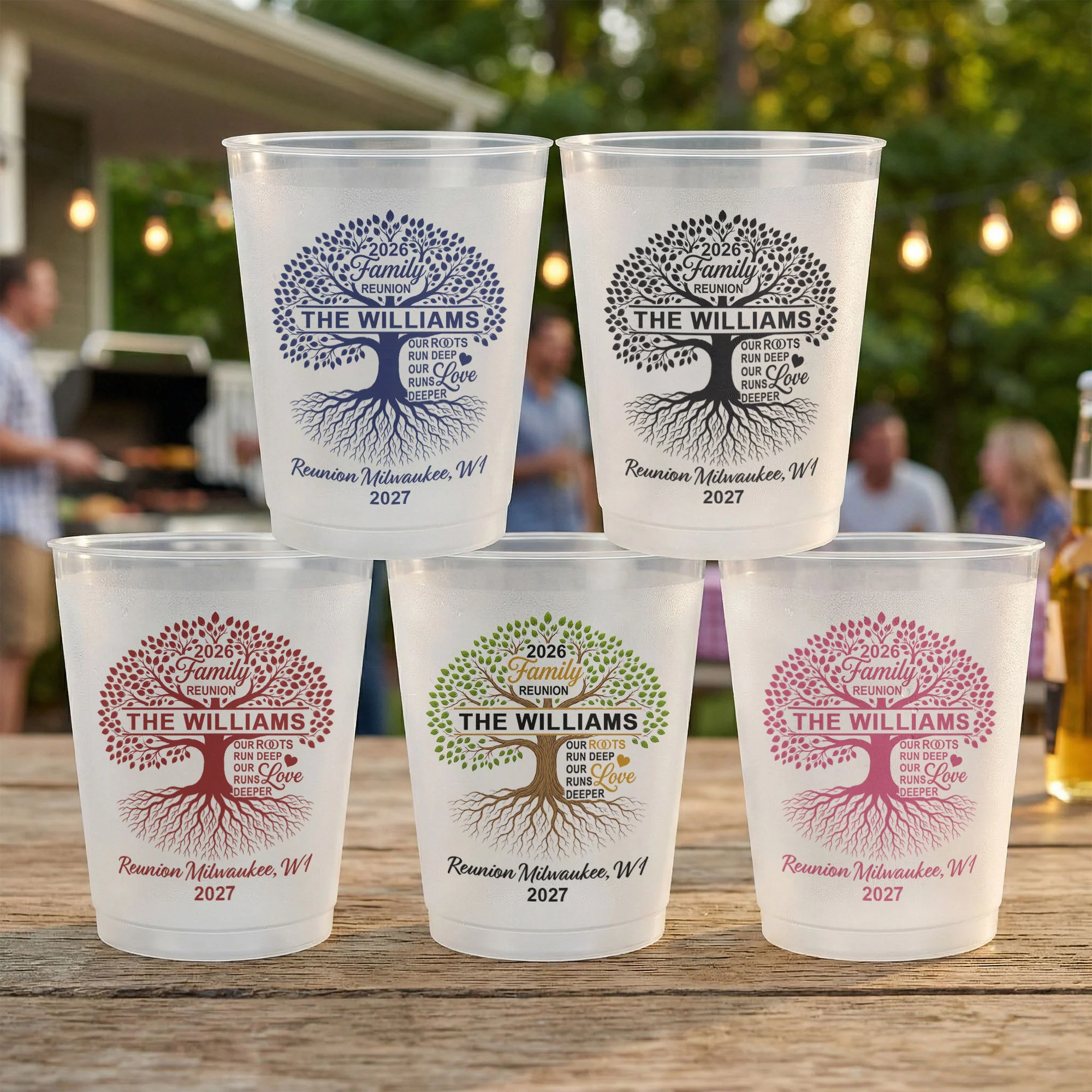 Family Reunion Party Favors, Family Tree, Our Roots Run Deep Our Love Runs Deeper - Personalized Cups - Image 7