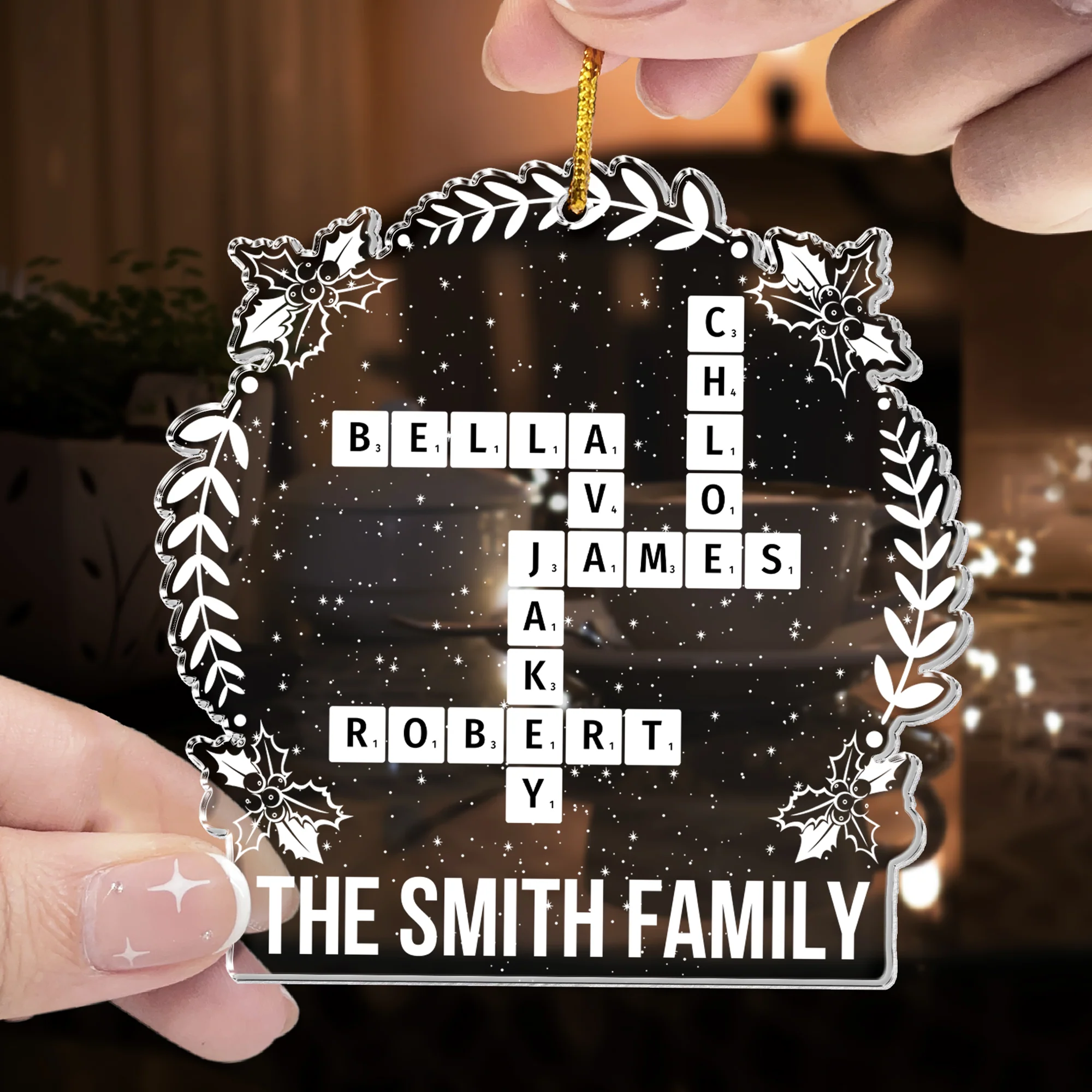 Family Scrabble Custom Name - Personalized Acrylic Ornament - Image 3