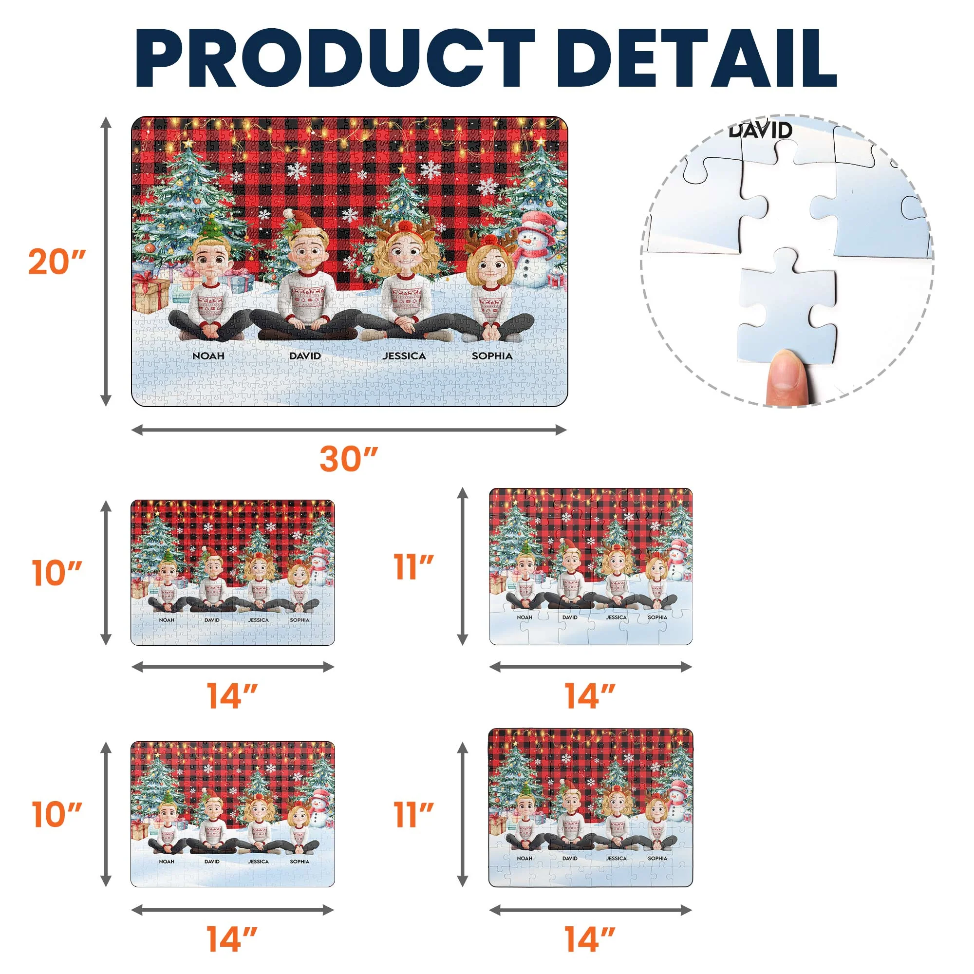 Family Sitting Festive Plant Buffalo Plaid - Personalized Jigsaw Puzzle - Image 7
