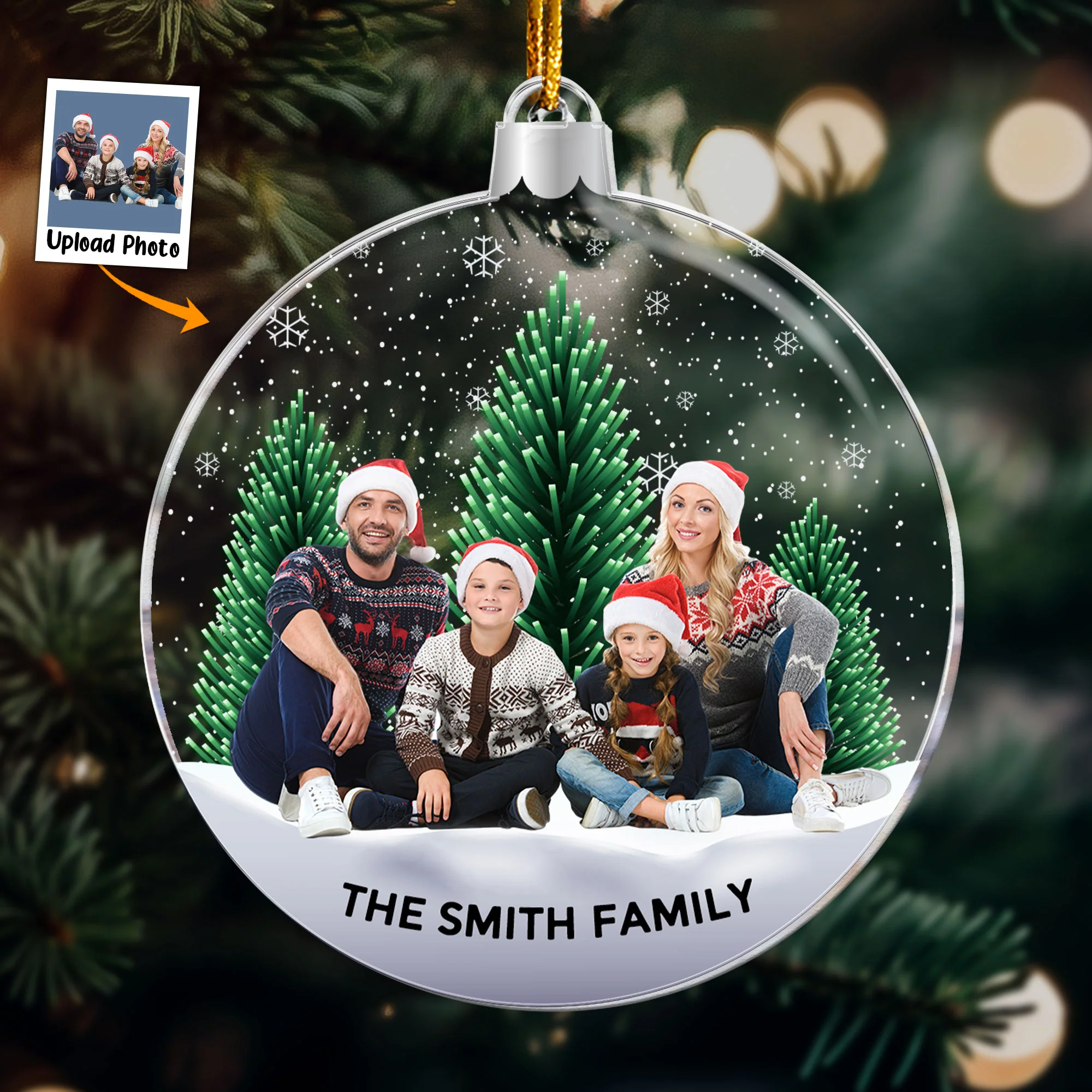 Family Snowflakes - Personalized Acrylic Photo Ornament - Image 2