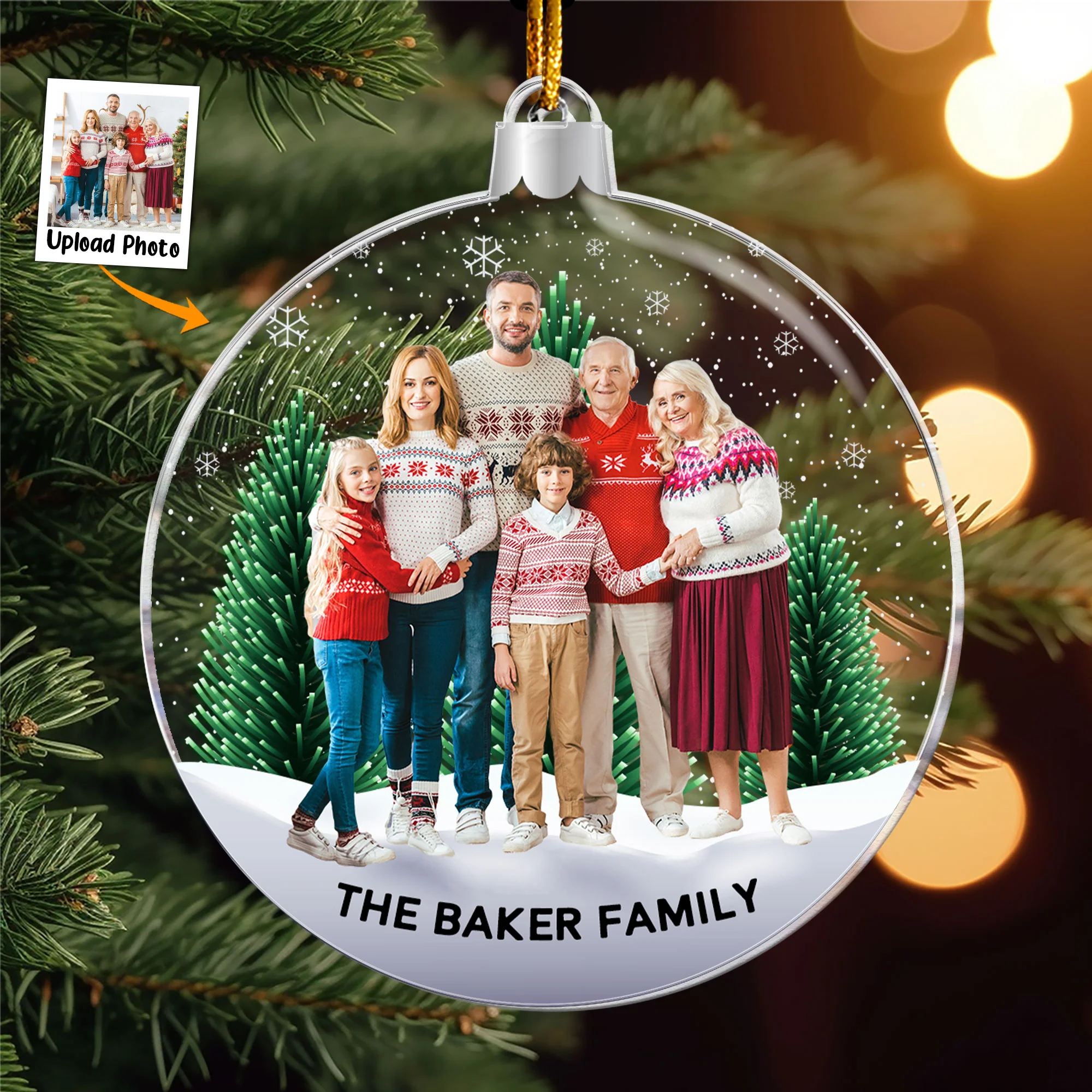 Family Snowflakes - Personalized Acrylic Photo Ornament - Image 4