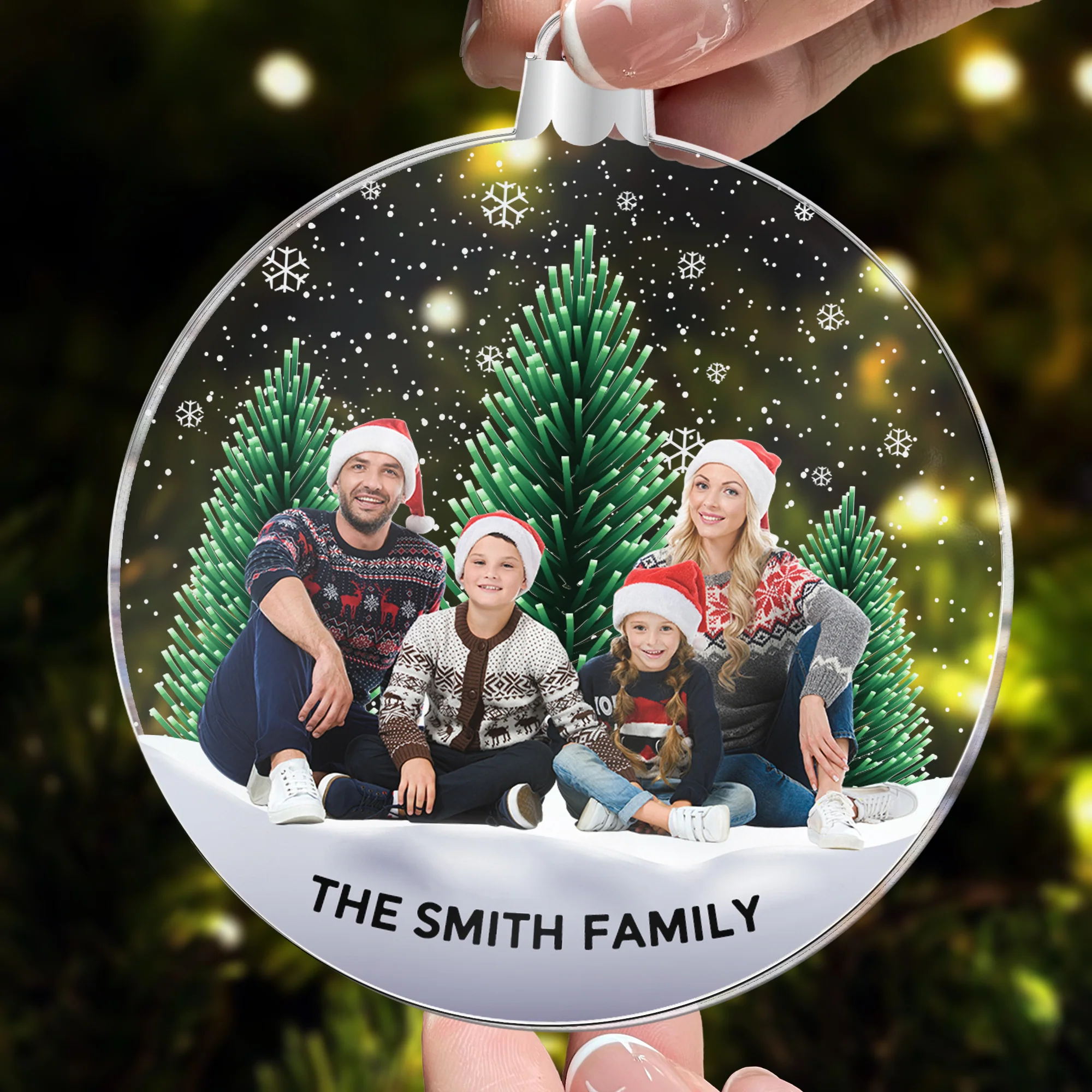 Family Snowflakes - Personalized Acrylic Photo Ornament - Image 5