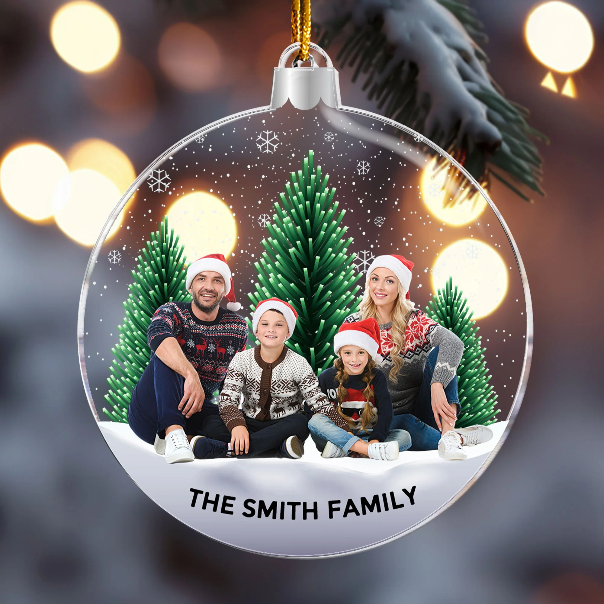 Family Snowflakes - Personalized Acrylic Photo Ornament - Image 6