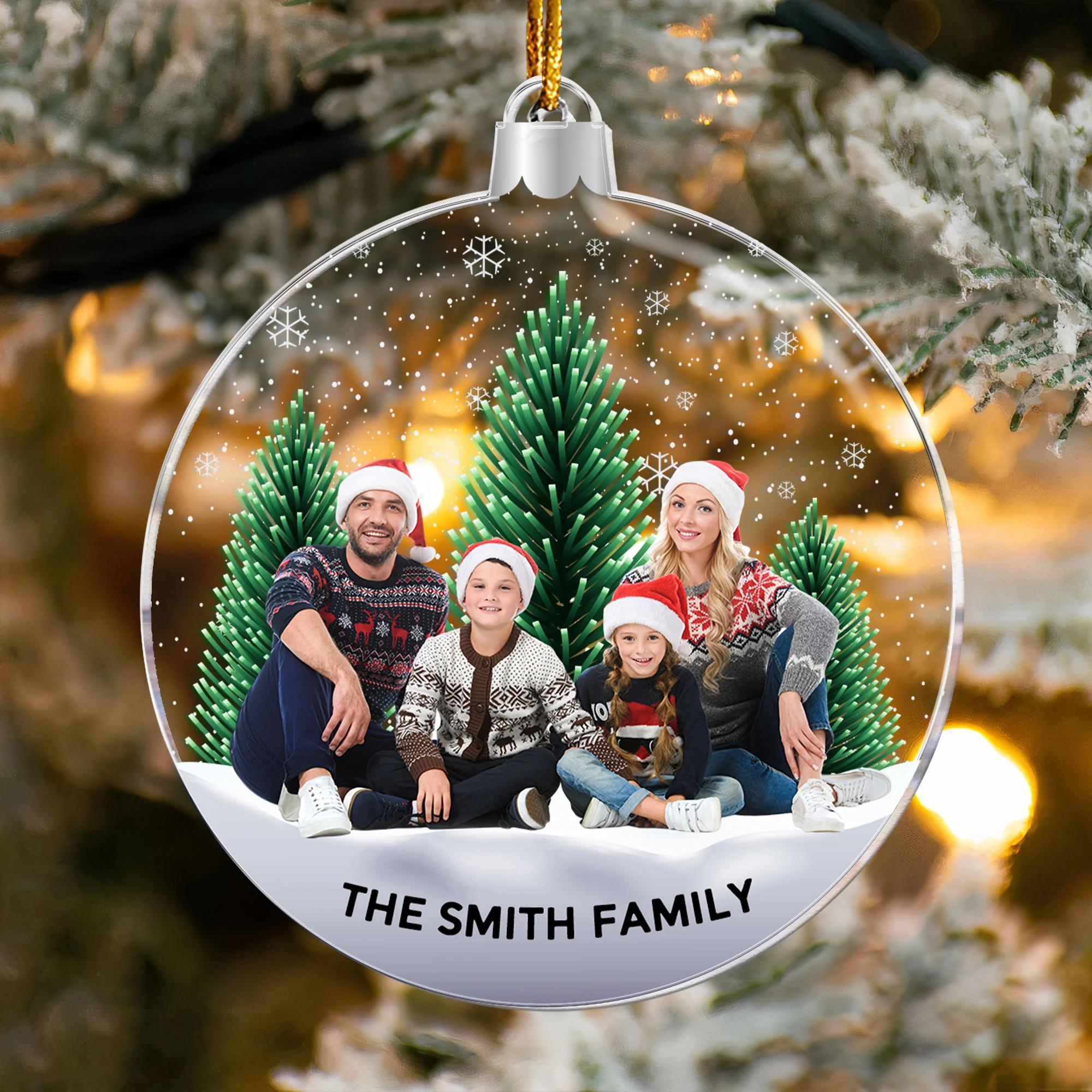 Family Snowflakes - Personalized Acrylic Photo Ornament - Image 7
