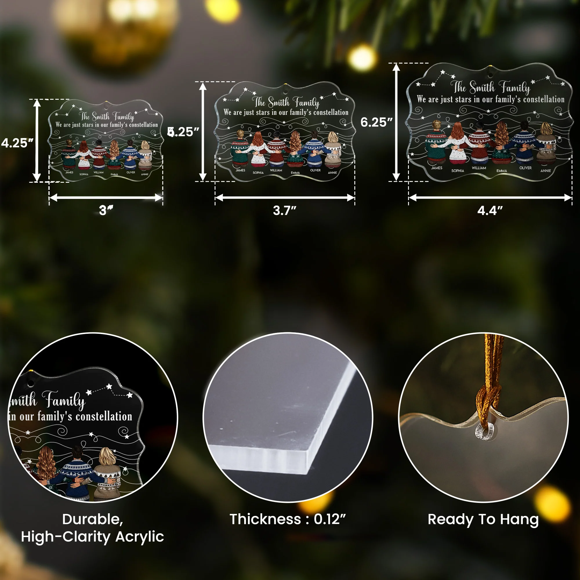 Family Star, Gift For Siblings, Family - Personalized Acrylic Ornament - Image 5