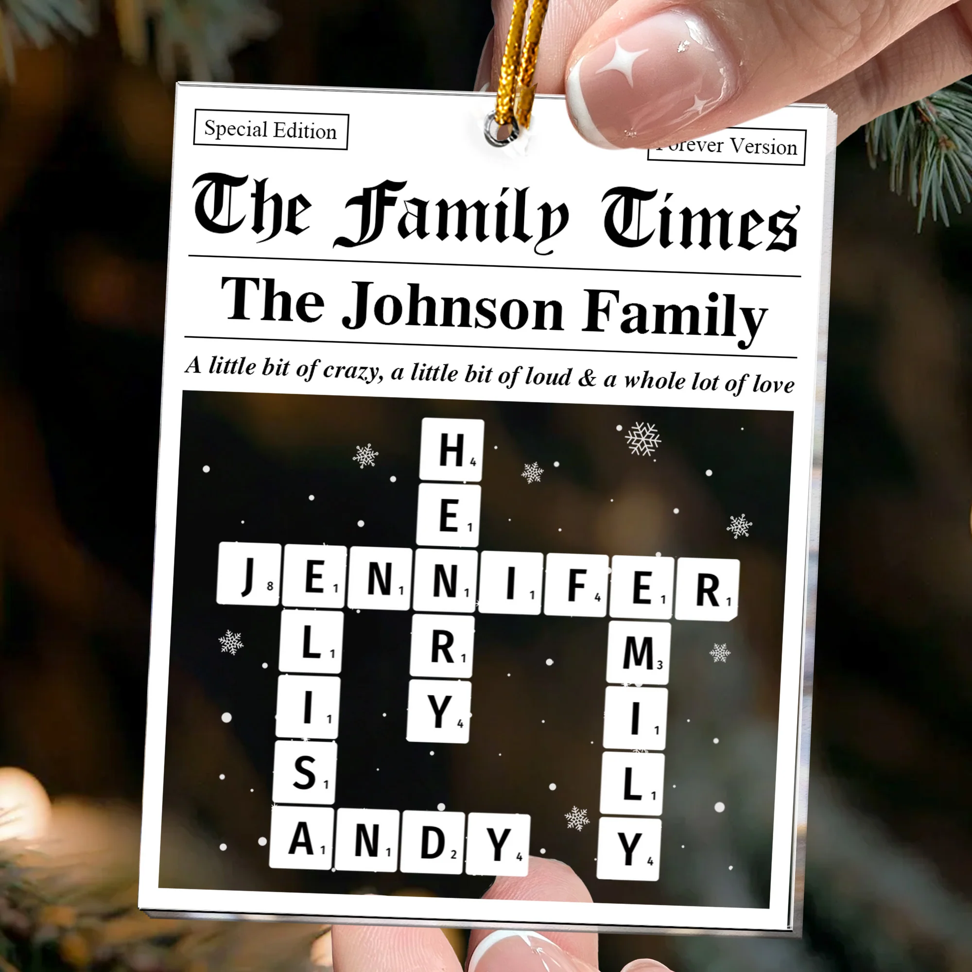 Family Times Scrabble Name - Personalized Acrylic Ornament - Image 2