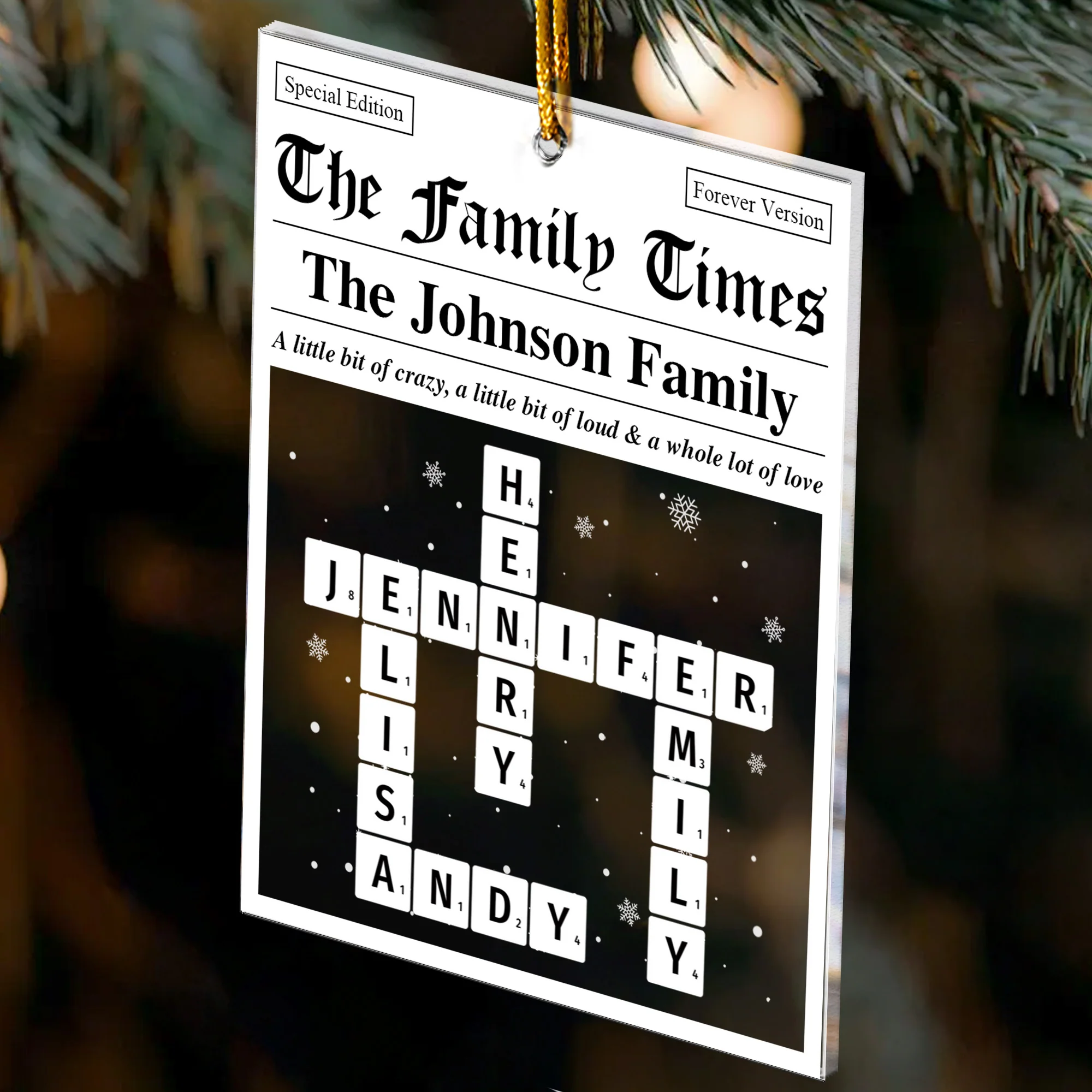 Family Times Scrabble Name - Personalized Acrylic Ornament - Image 3