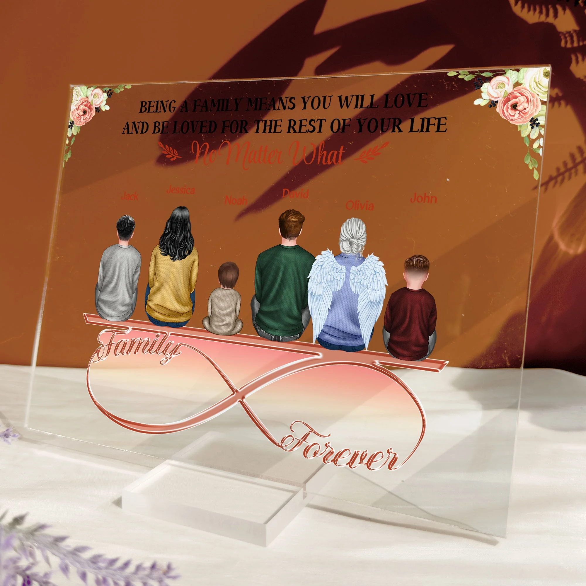 Family Where Love Never Ends - Personalized Acrylic Plaque - Image 5
