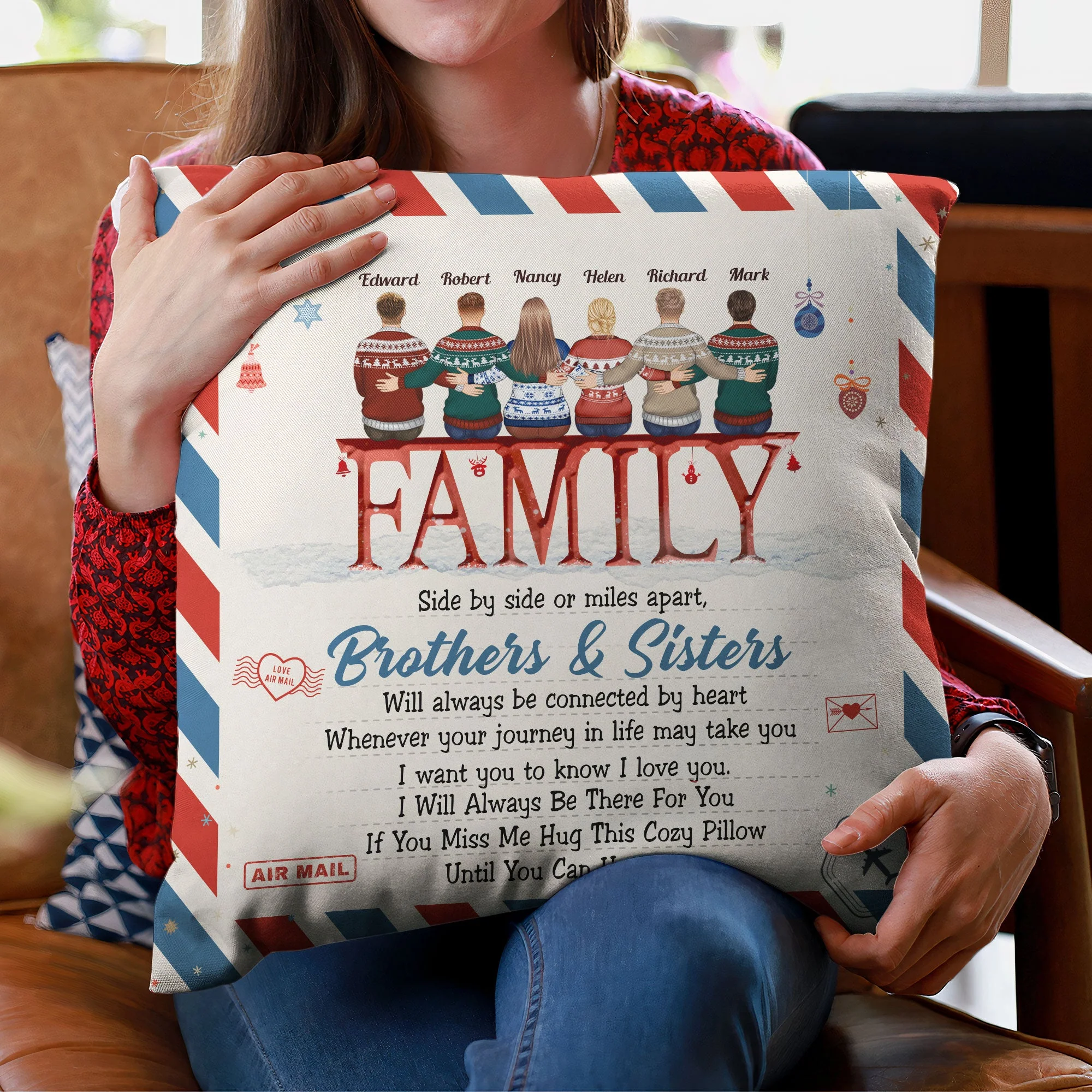 Family Will Always Be Connected By Heart - Personalized Pillow (Insert Included) - Christmas Gift For Family, Brothers, Sisters - Image 3