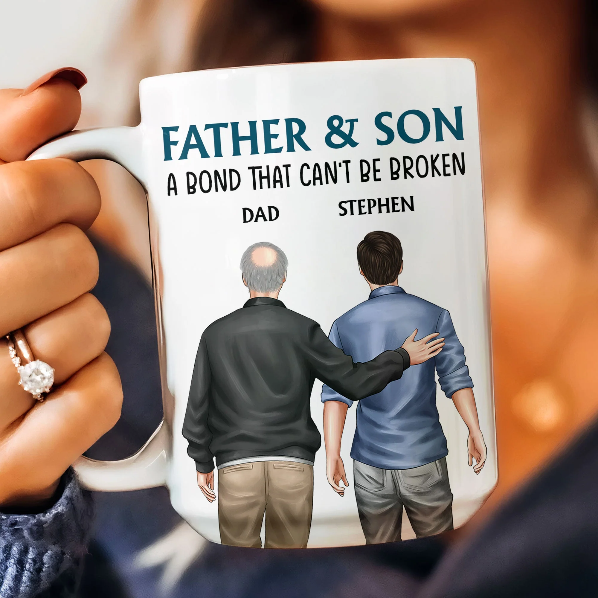 Father And Son - Bond That Can't Be Broken - Personalized Mug - Image 5