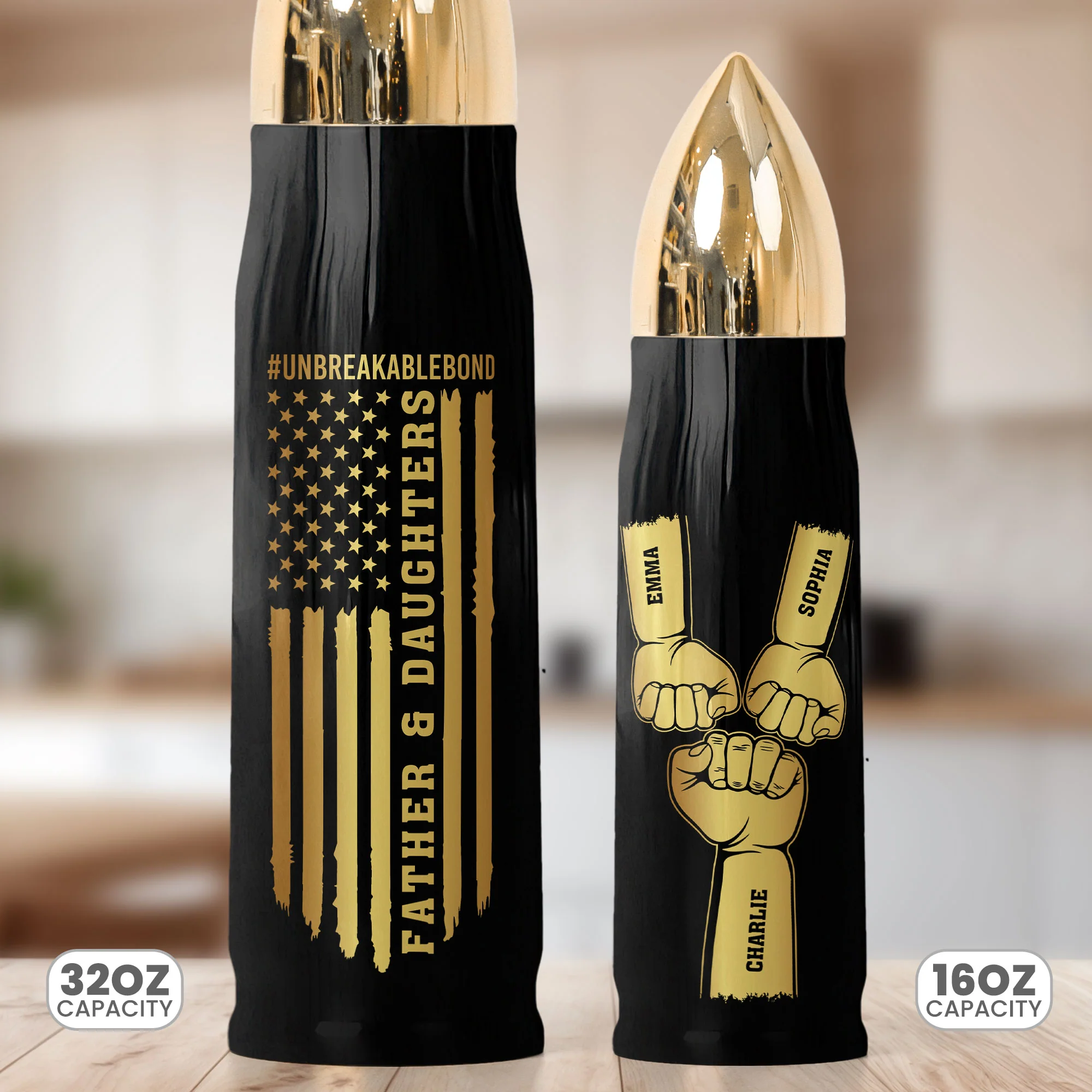 Father & Daughters #Unbreakablebond - Personalized Bullet Tumbler - Image 3