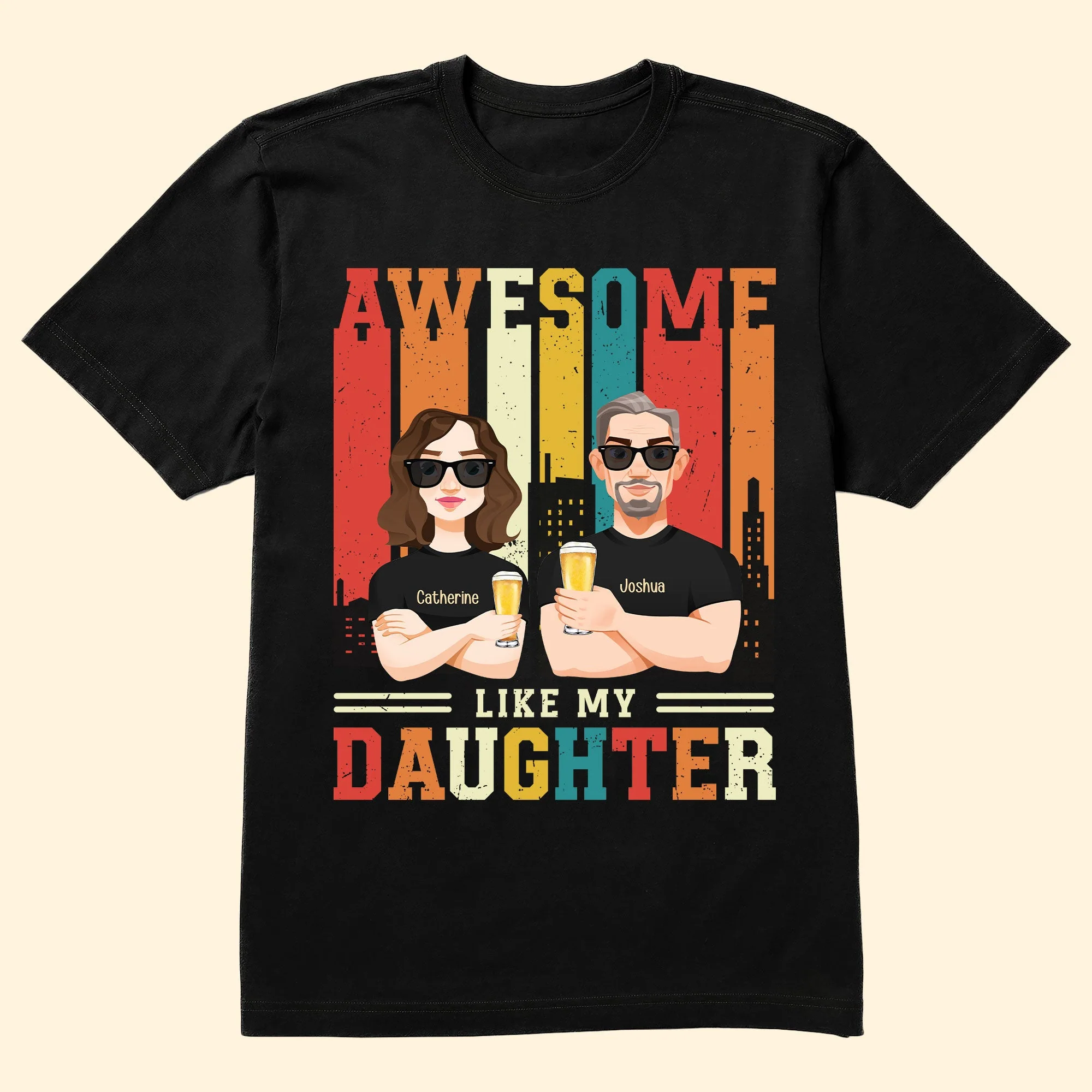 Fathers Day Gift Awesome Like My Daughter - Personalized Shirt - Image 3