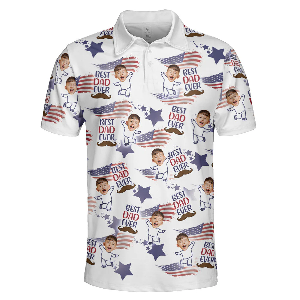 Father's Day Gift Best Dad Ever - Personalized Photo Polo Shirt - Image 5