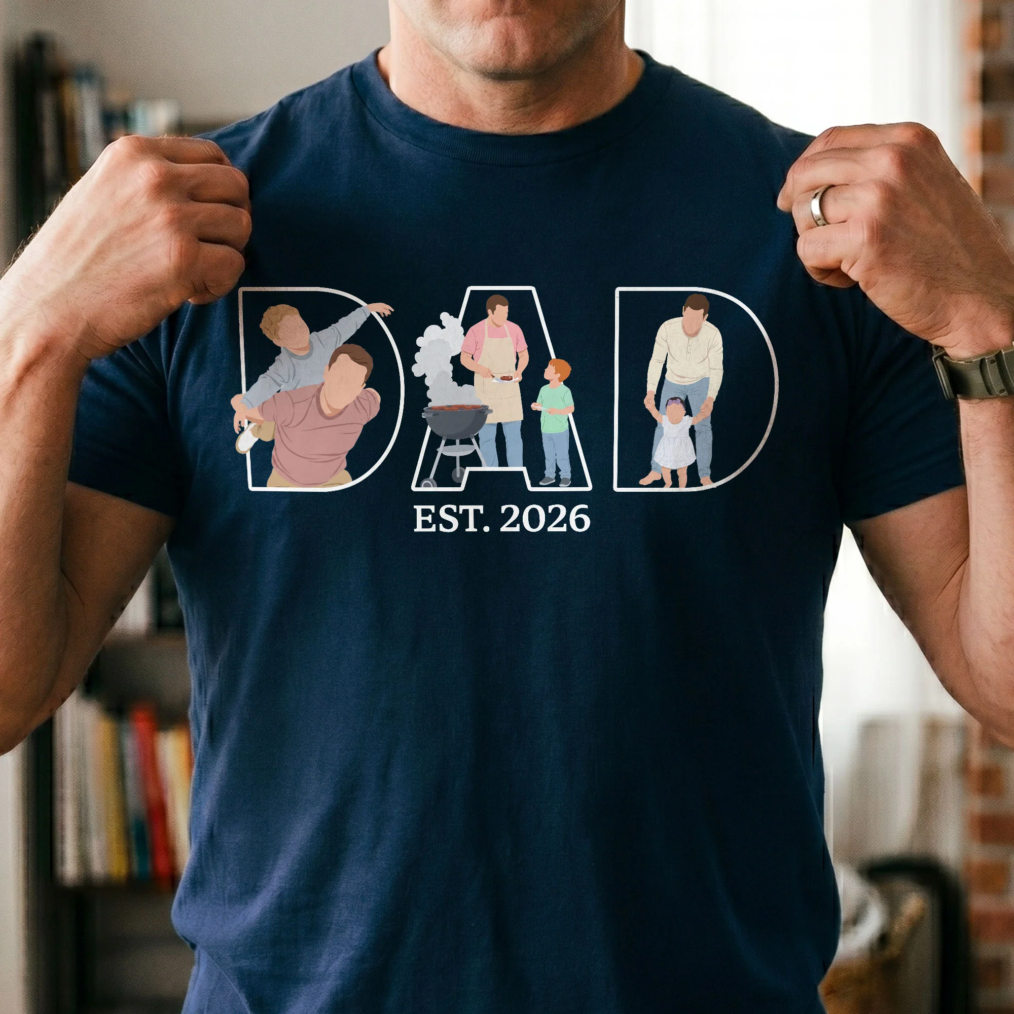 Father's Day Gift Custom Dad Portrait For Father, New Dad - Faceless Art - Personalized Shirt - Image 2