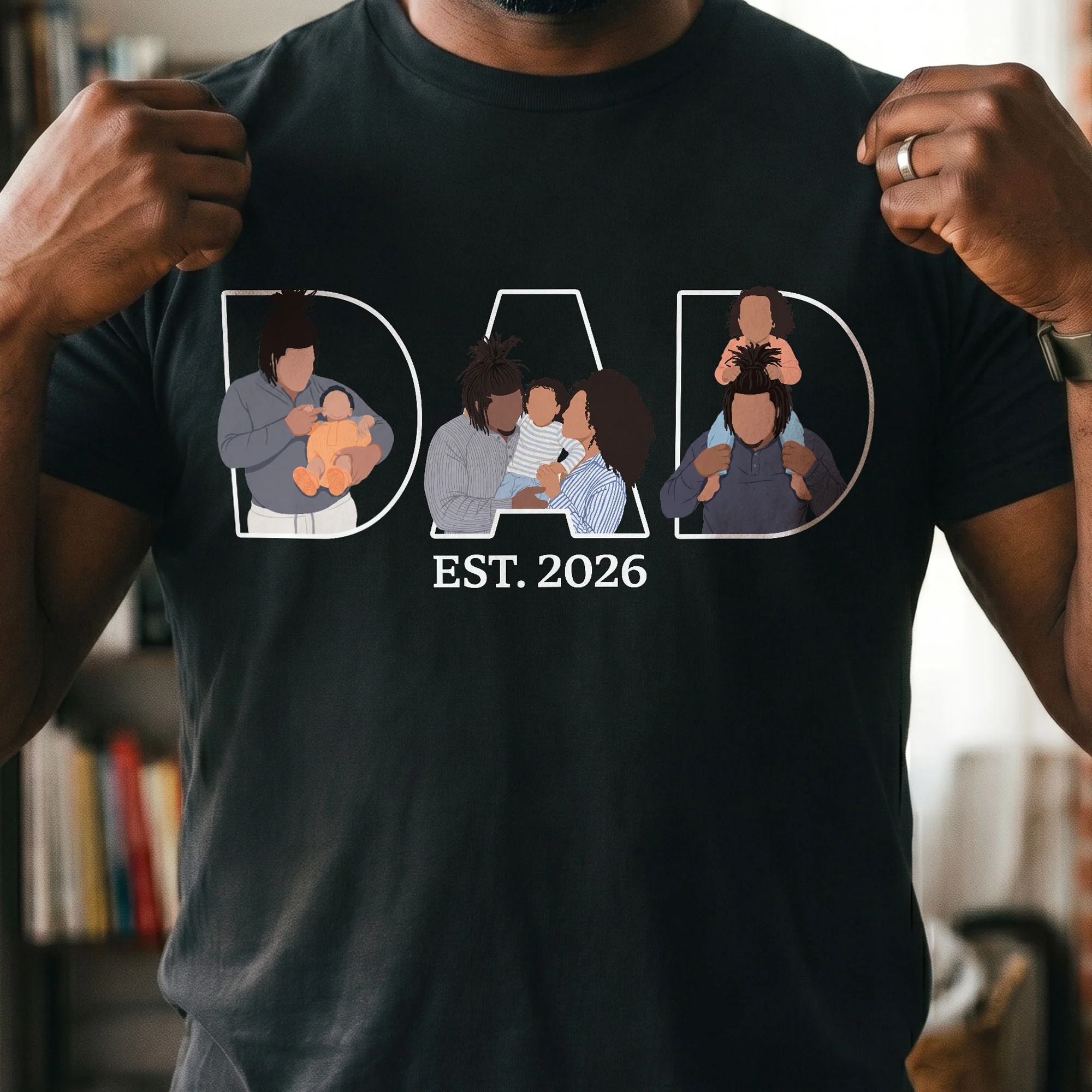 Father's Day Gift Custom Dad Portrait For Father, New Dad - Faceless Art - Personalized Shirt - Image 4