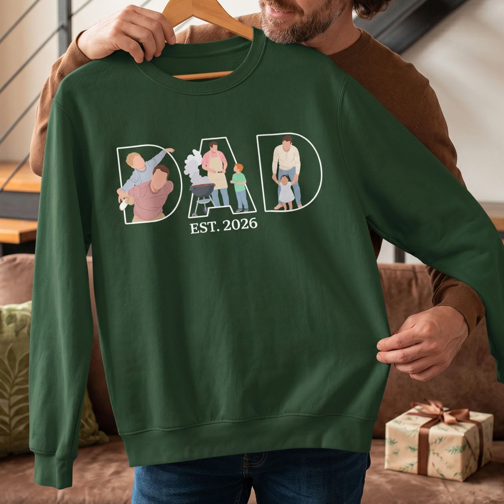 Father's Day Gift Custom Dad Portrait For Father, New Dad - Faceless Art - Personalized Shirt - Image 7