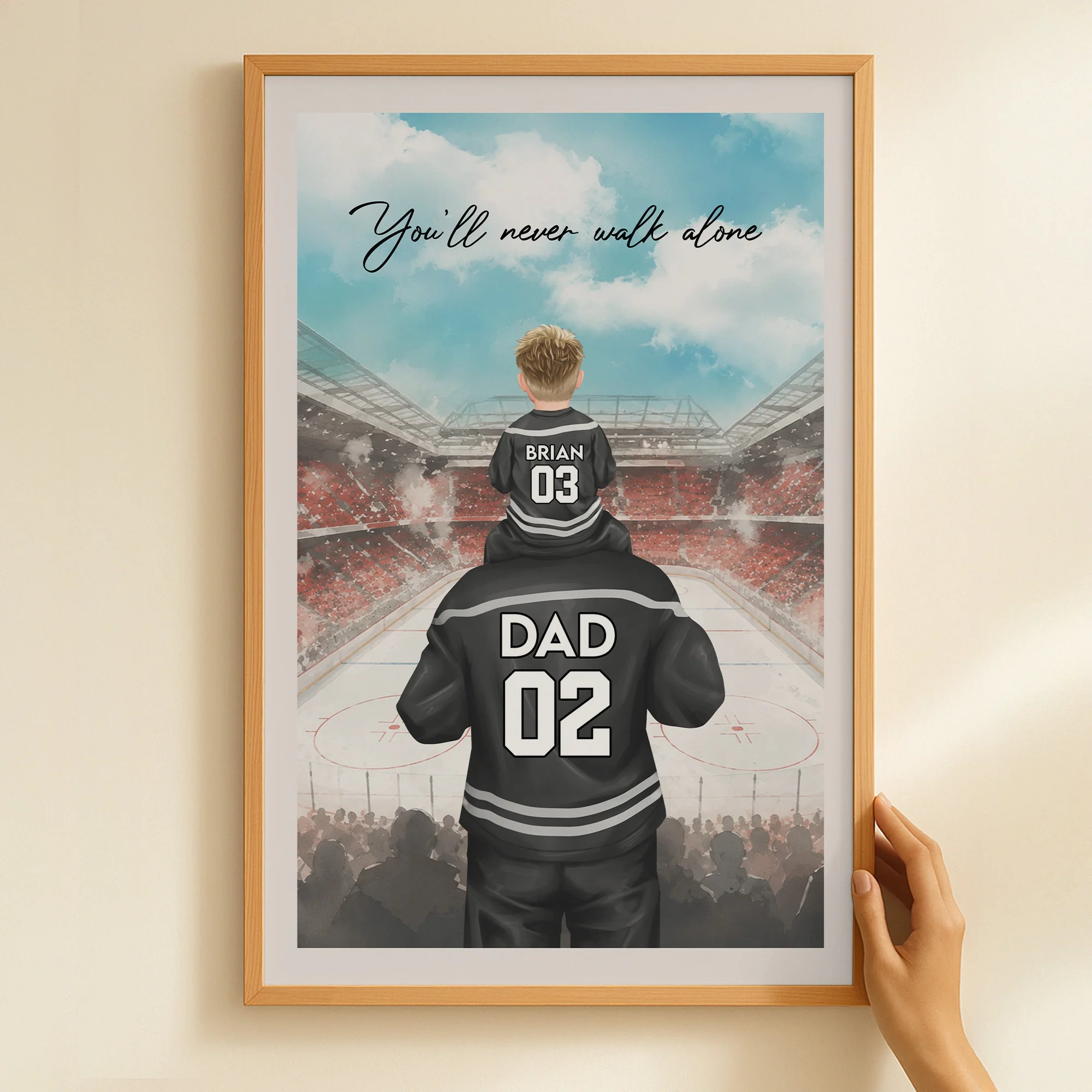 Father's Day Gift , Daddy's Dream Team Gift For Hockey Dad - Personalized Poster - Image 4