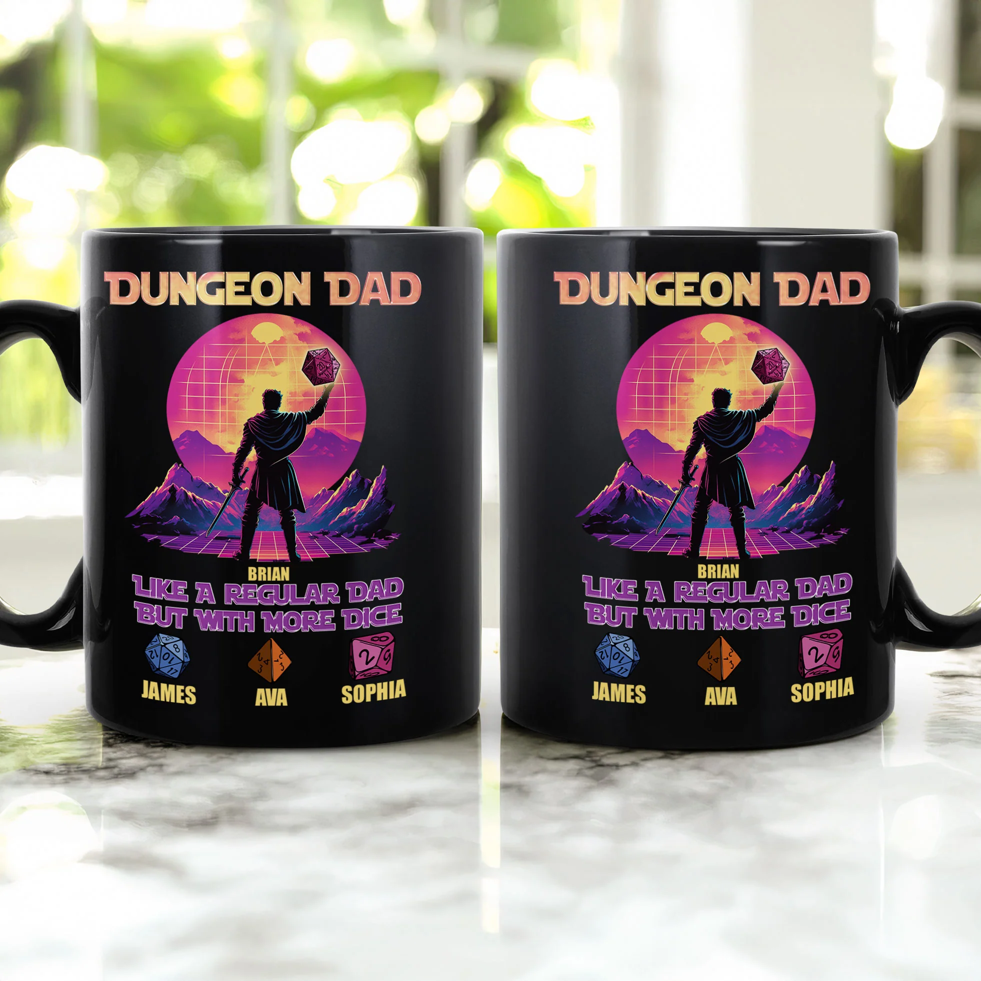 Father's Day Gift Dungeon Dad Like A Regular Dad With More Dice - Personalized Mug - Image 2