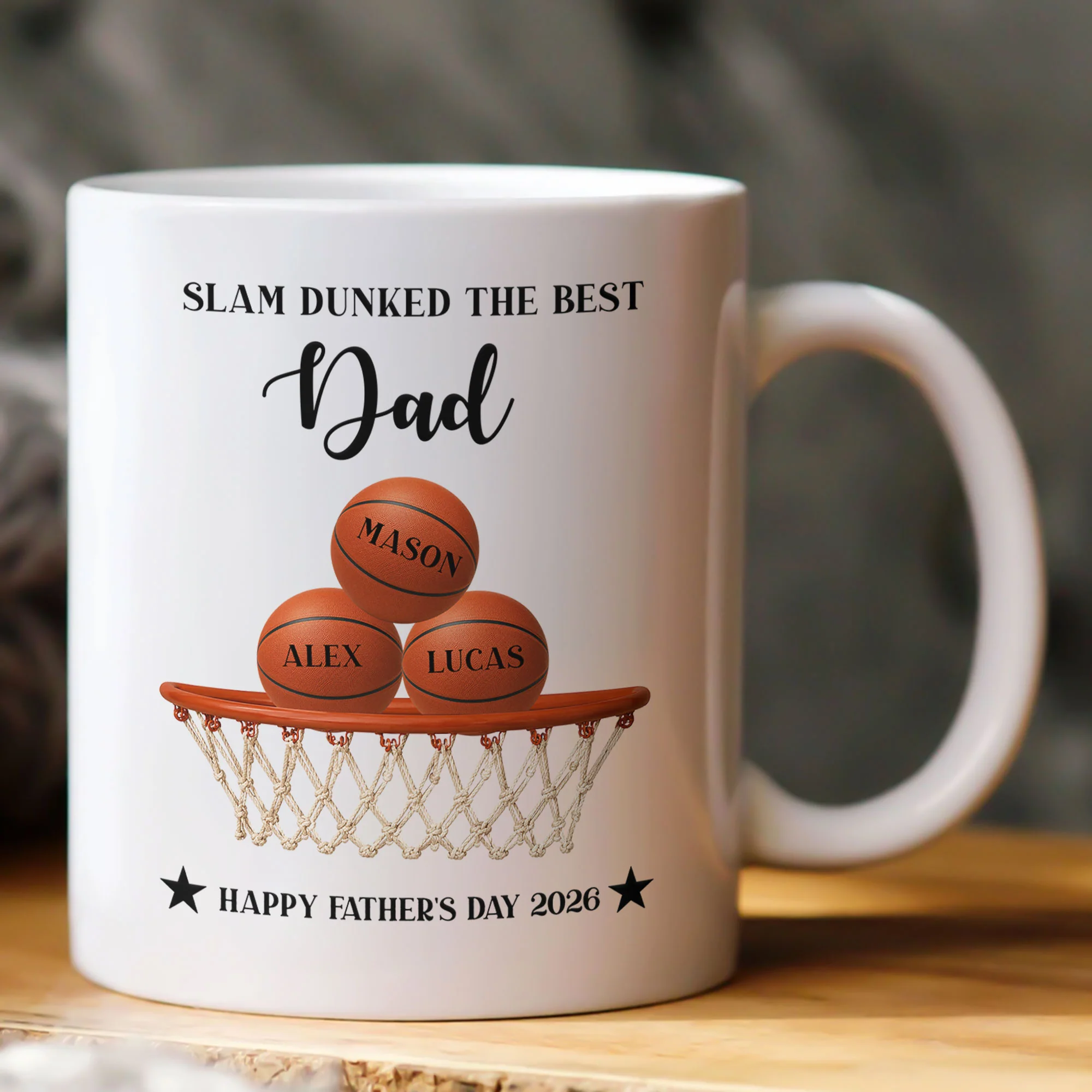 Father's Day Gift For Basketball Dad, Slam Dunked The Best Dad - Personalized Mug