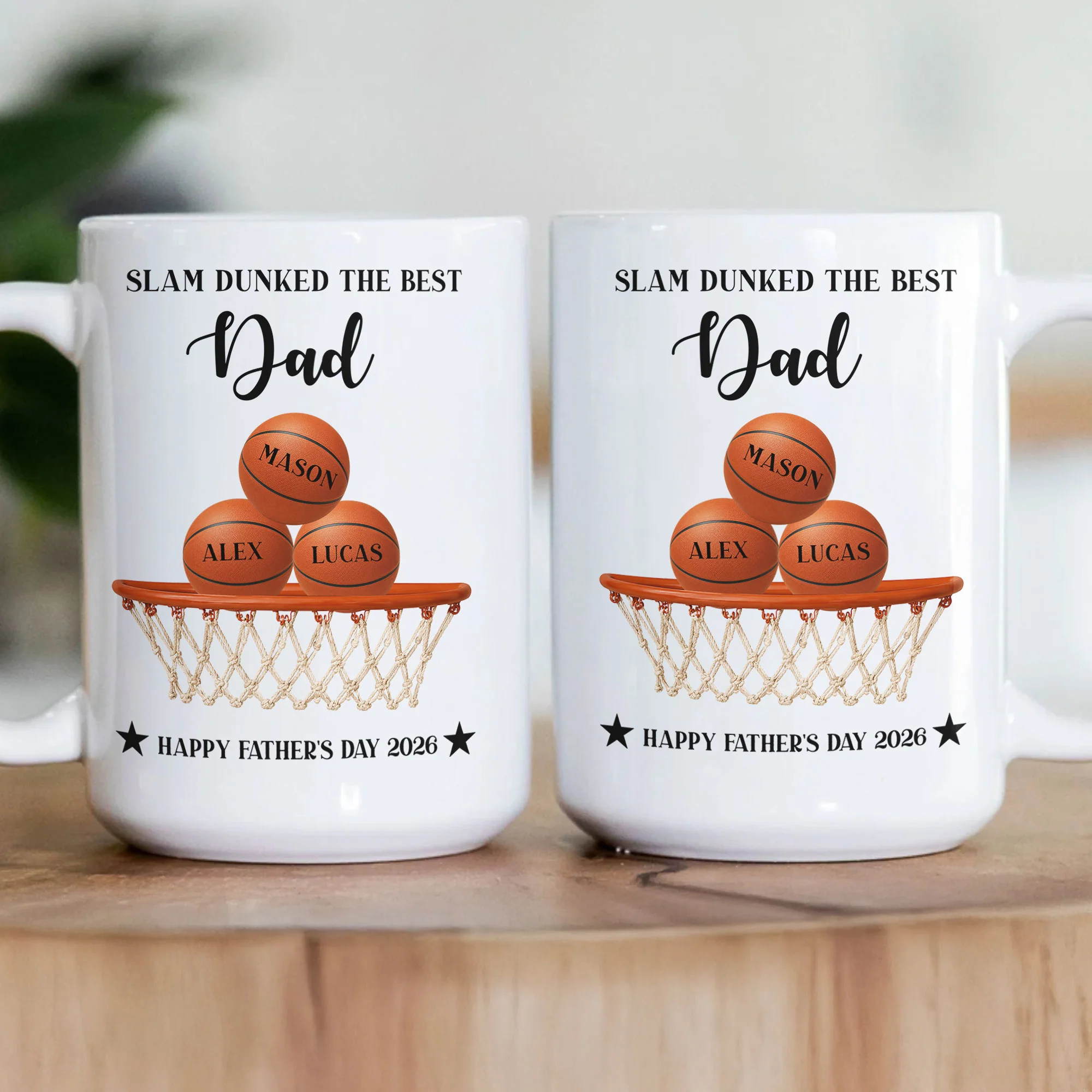 Father's Day Gift For Basketball Dad, Slam Dunked The Best Dad - Personalized Mug - Image 3