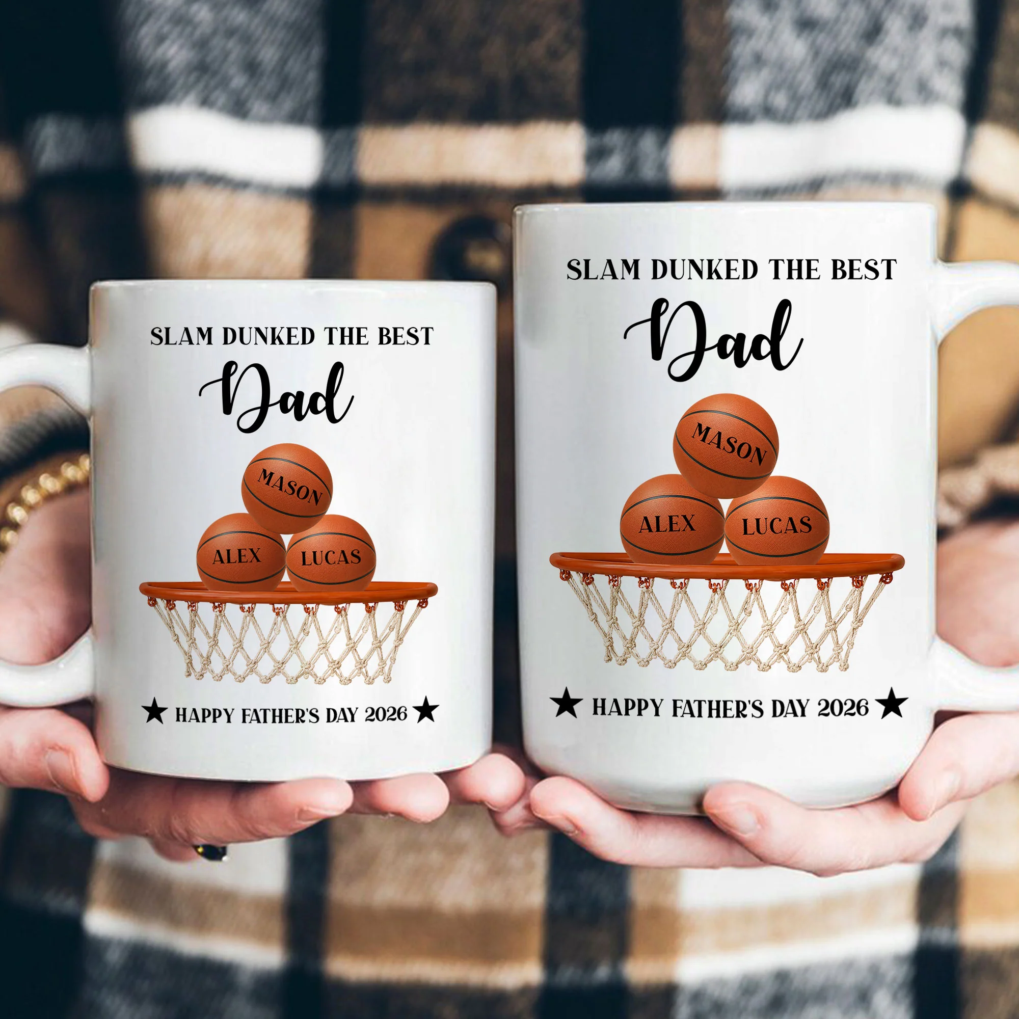 Father's Day Gift For Basketball Dad, Slam Dunked The Best Dad - Personalized Mug - Image 4