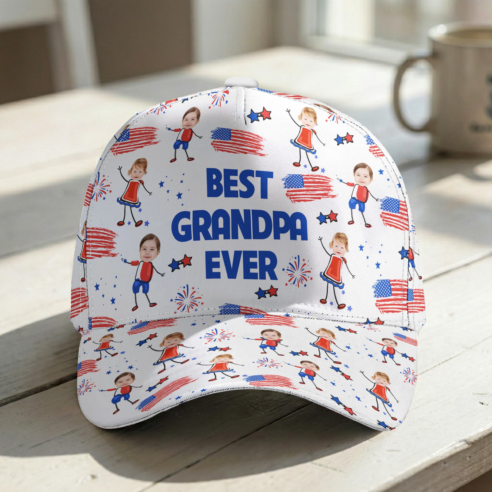 Father's Day Gifts, Best Dad Grandpa Ever Custom Photo - Personalized Cap