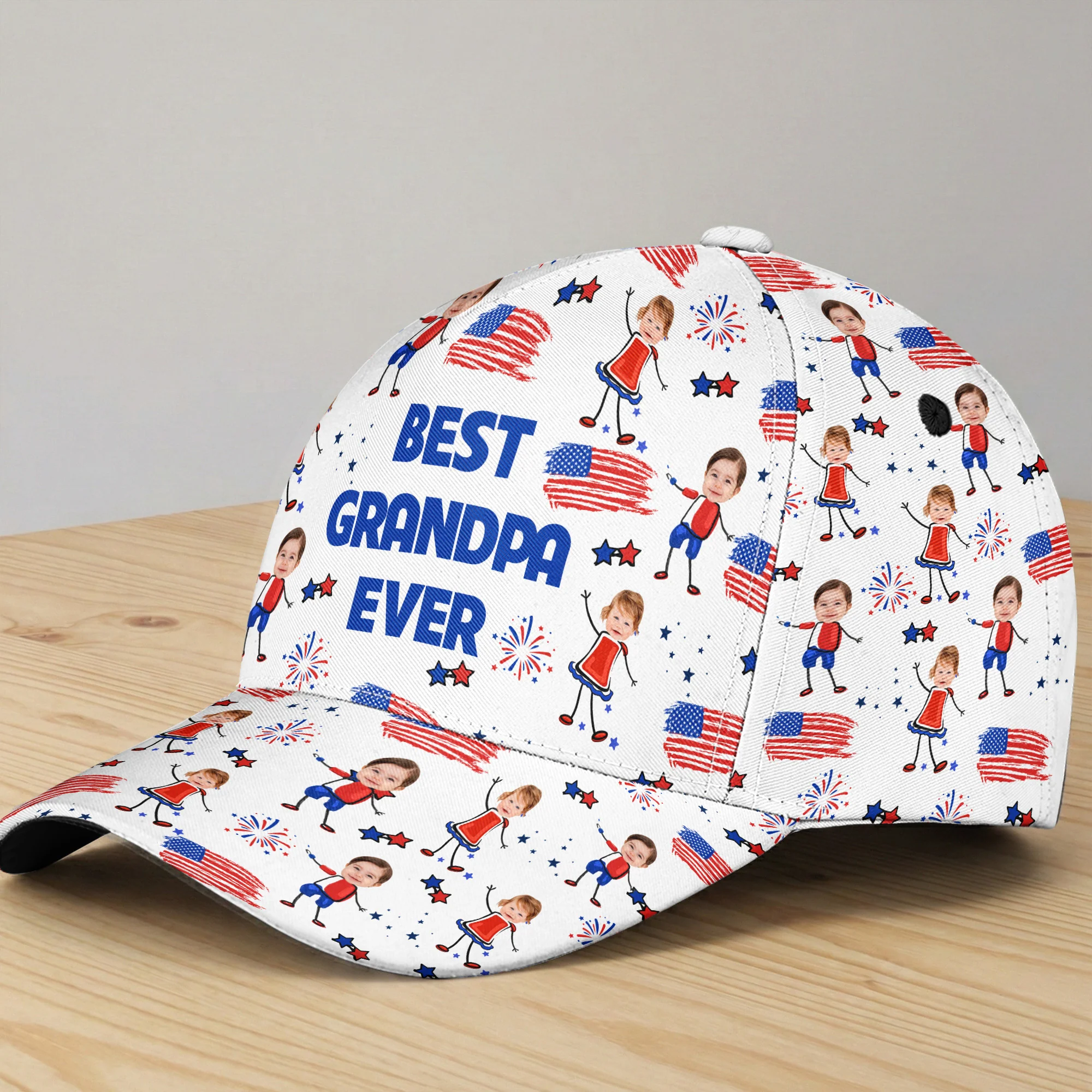 Father's Day Gifts, Best Dad Grandpa Ever Custom Photo - Personalized Cap - Image 2