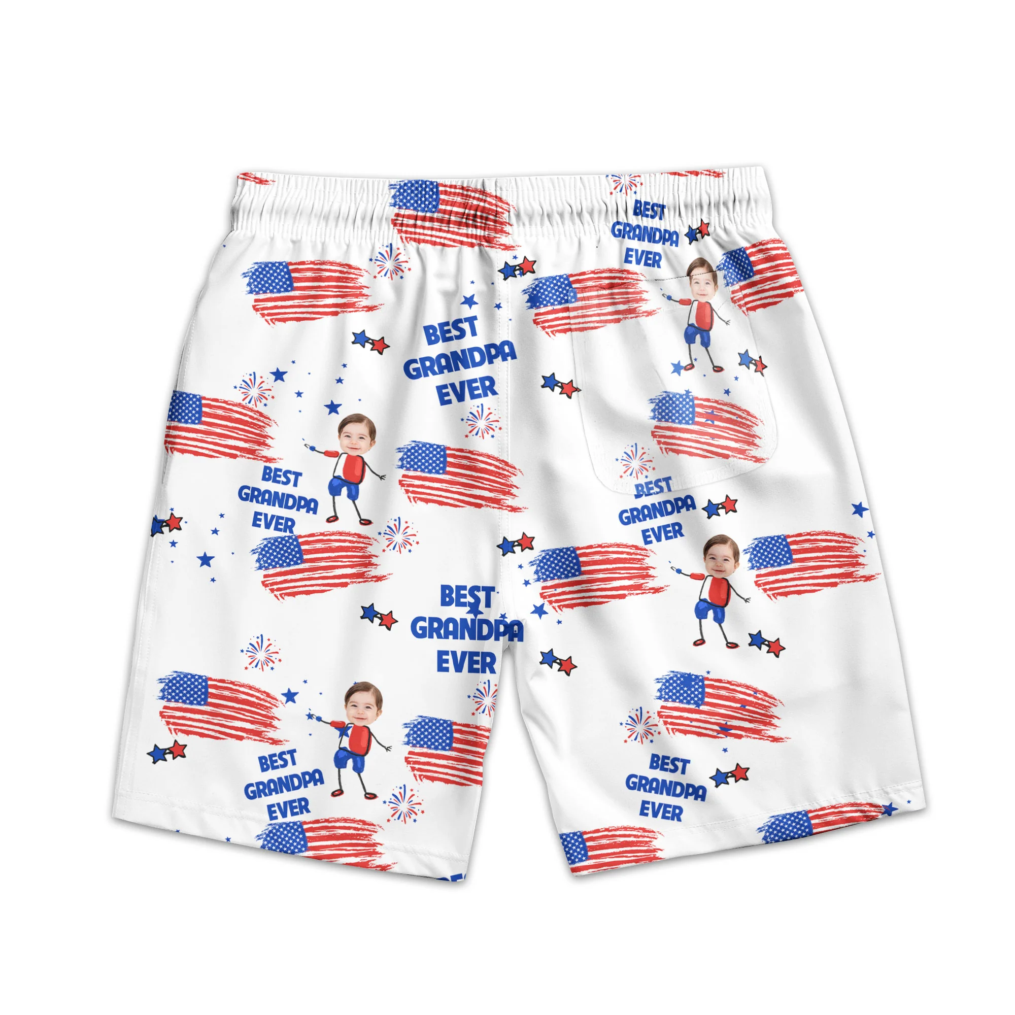 Father's Day Gifts, Best Dad Grandpa Ever Custom Photo - Personalized Shorts - Image 6