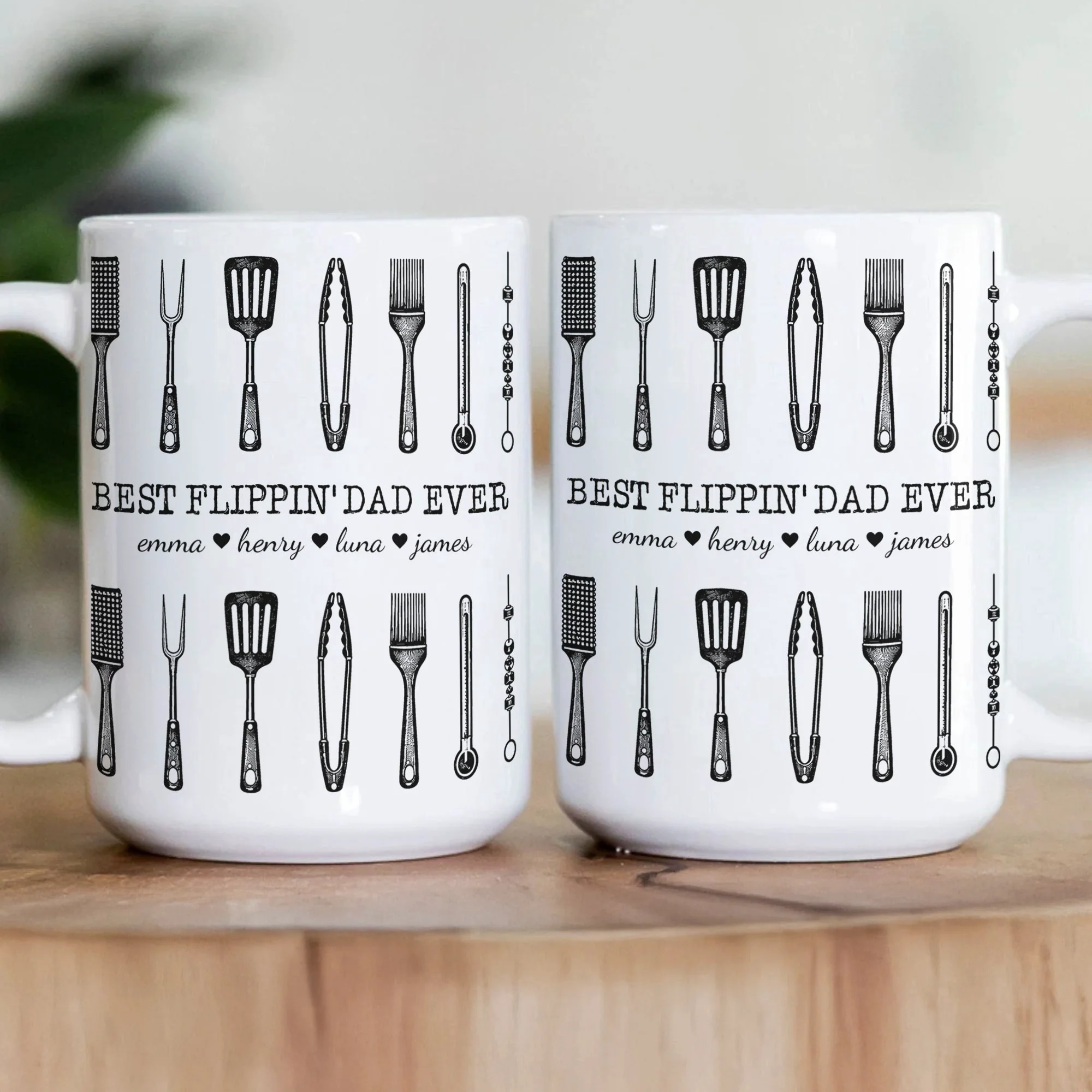 Father's Day Gifts Best Flippin' Dad Ever Custom Kids Names - Personalized Mug - Image 3