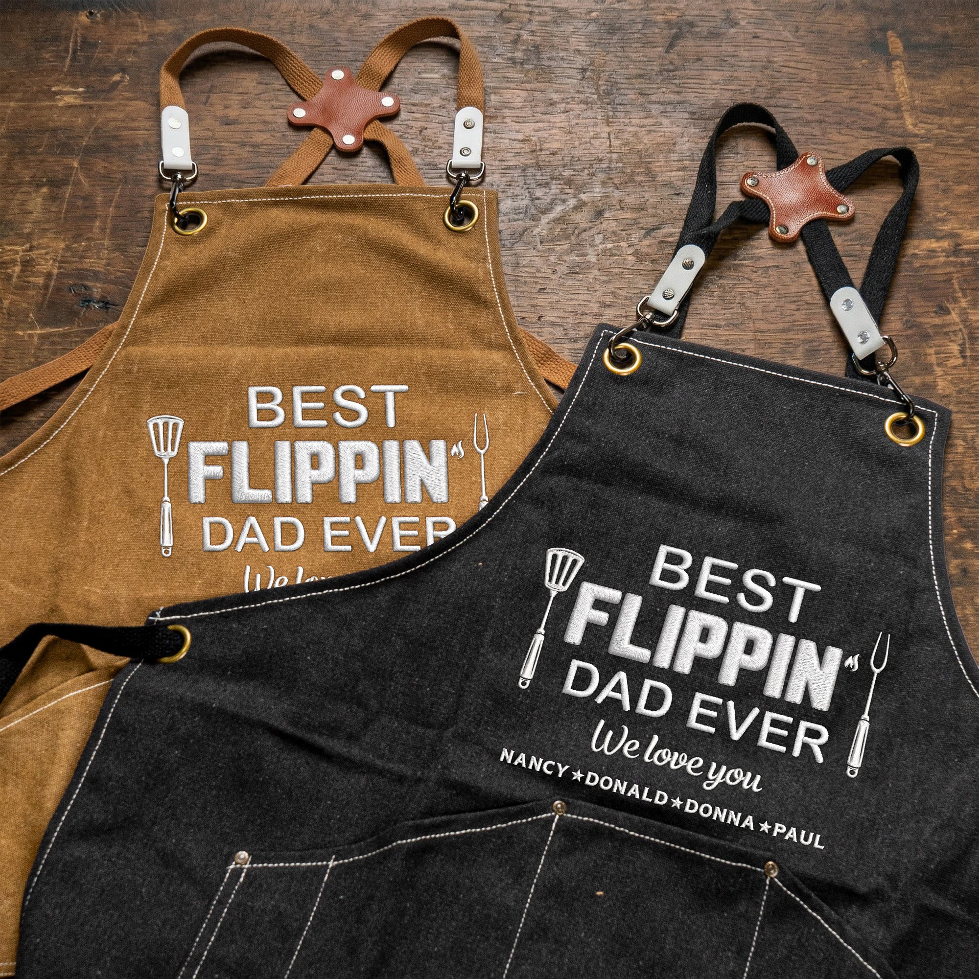Father's Day Gifts, Best Flippin Dad Ever - Personalized Apron - Image 5