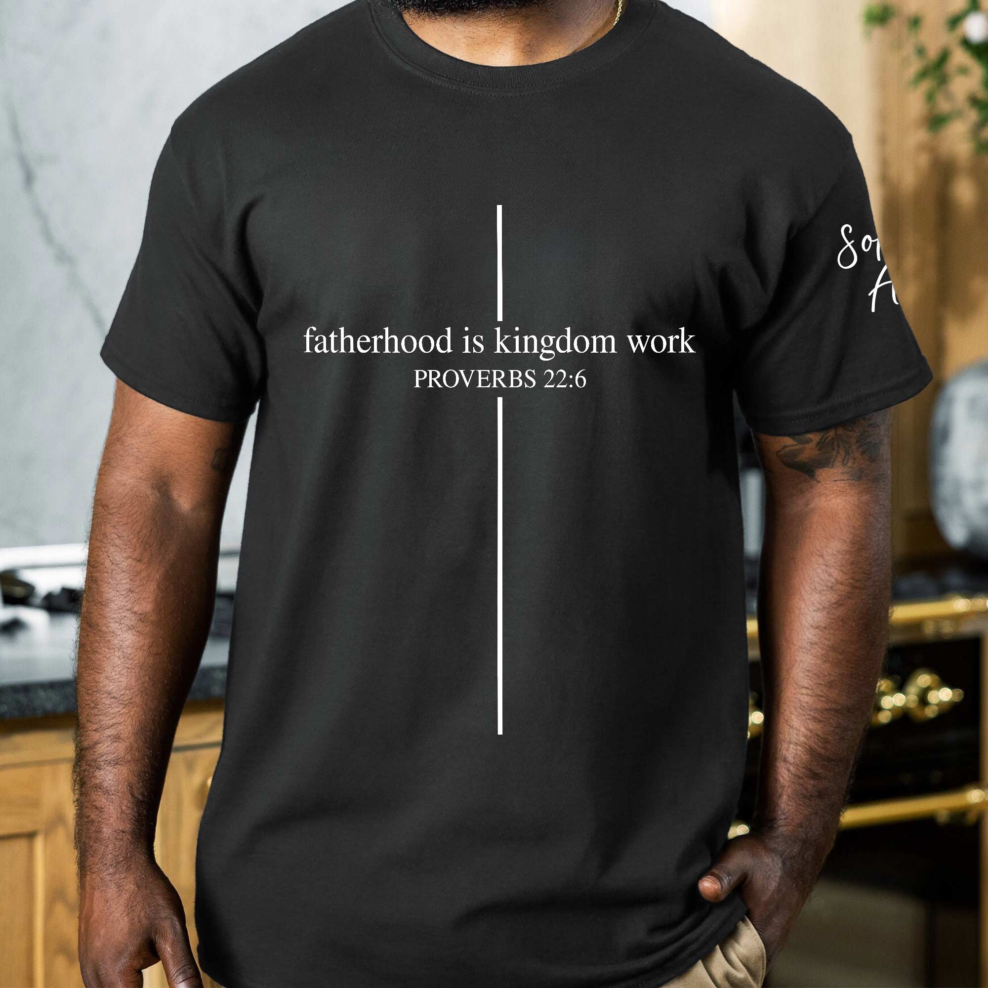 Father's Day Gifts, Fatherhood Is Kingdom Work Up To 10 Names- Personalized Shirt - Image 4