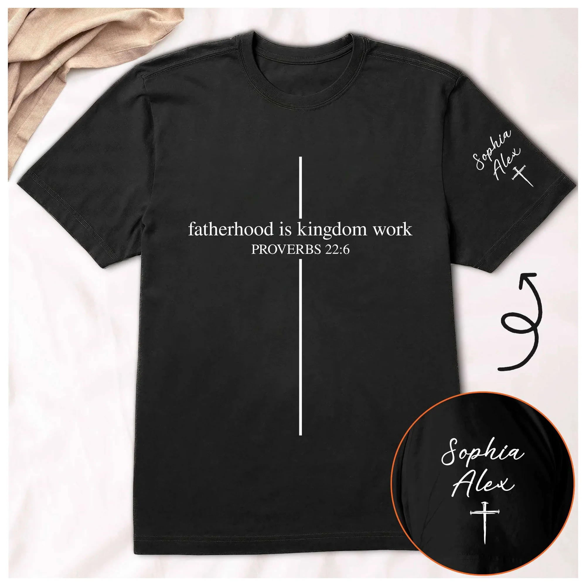 Father's Day Gifts, Fatherhood Is Kingdom Work Up To 10 Names- Personalized Shirt - Image 5
