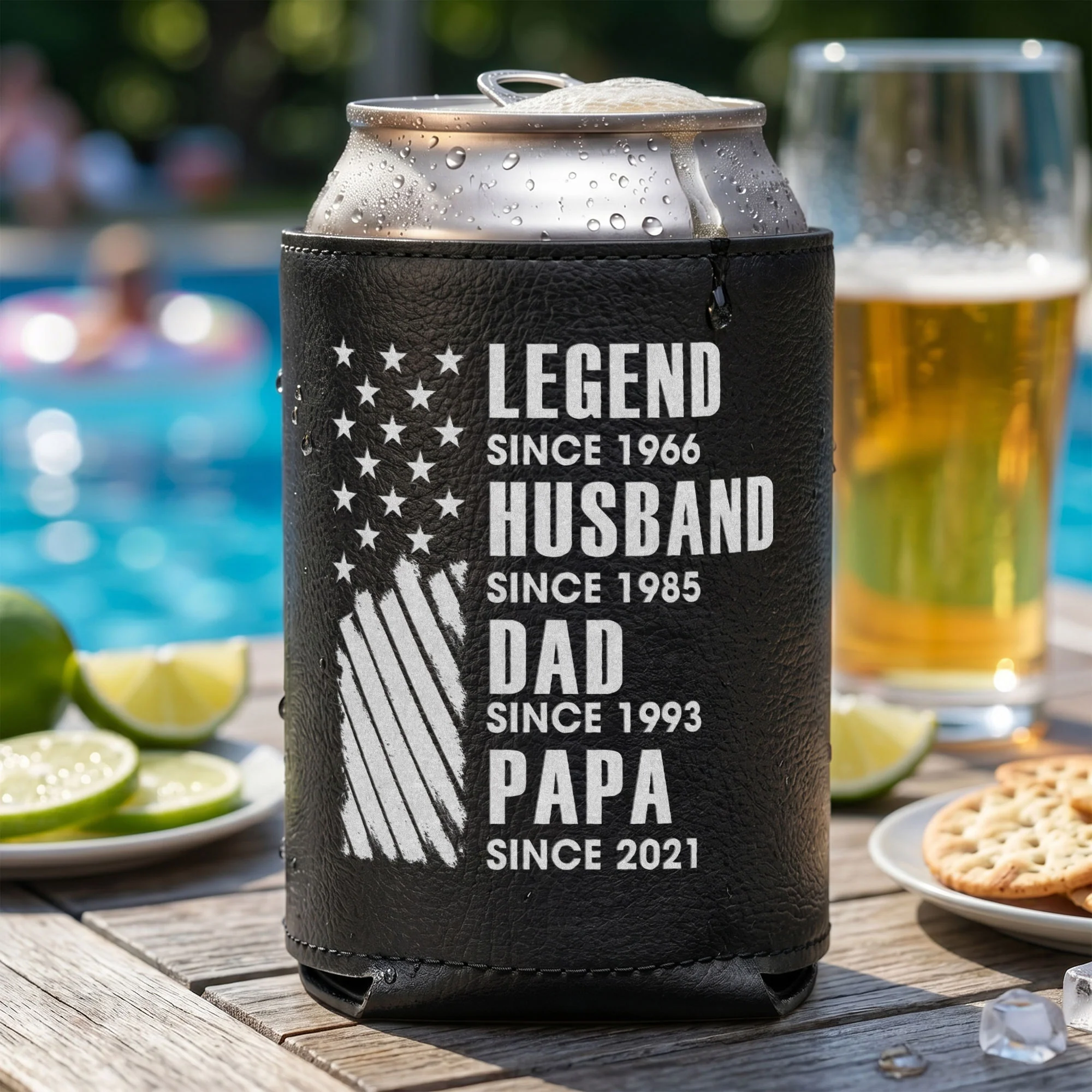 Father's Day Gifts, Legend, Husband, Dad And Grandpa - USA Version - Personalized Can Cooler - Image 5